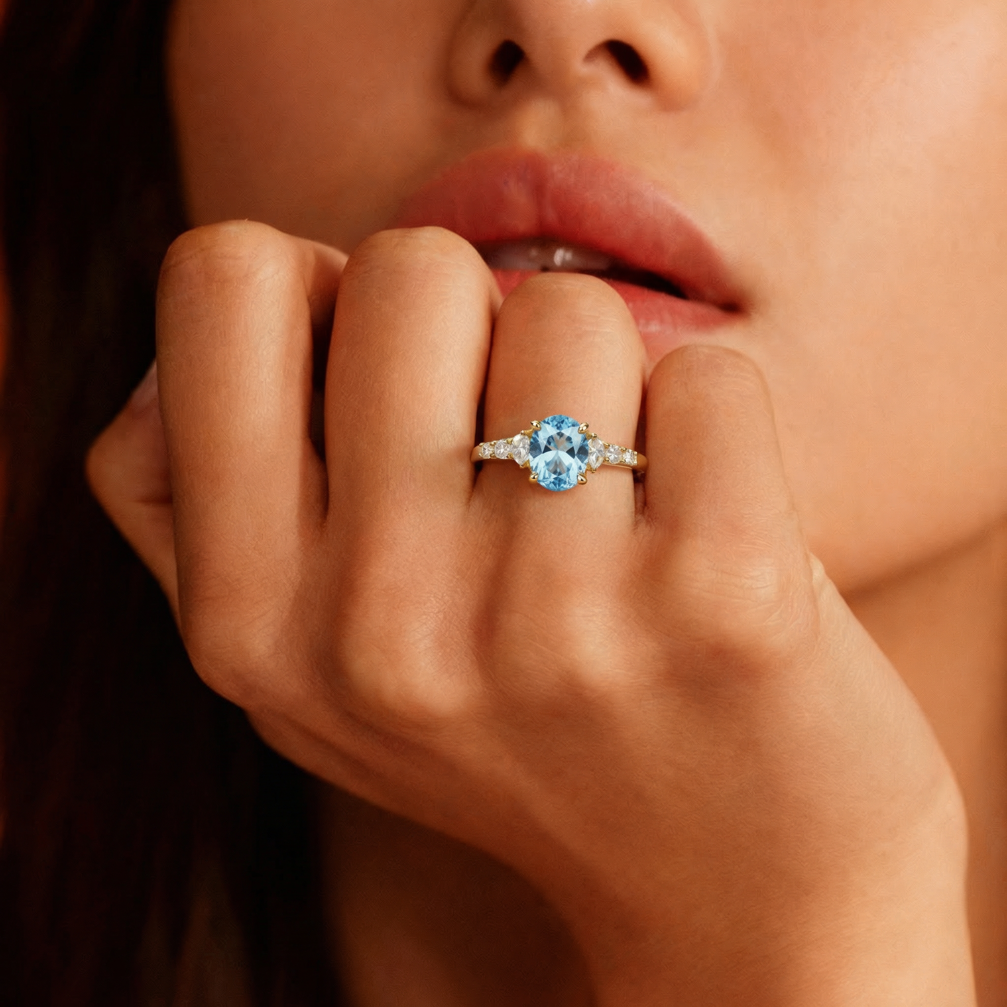 Celia’s Aqua | Oval Sea Blue Sapphire Engagement Ring