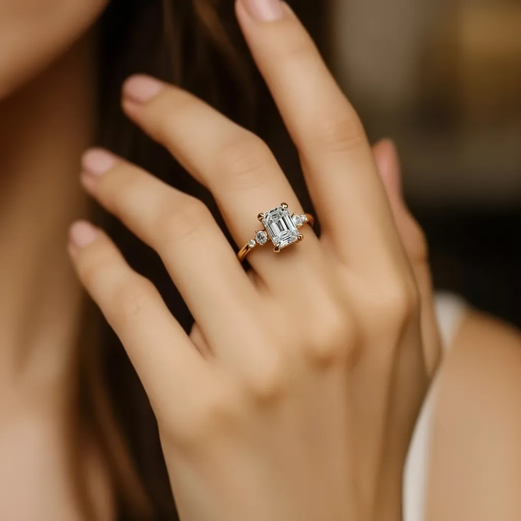 Lyra’s Prism | 2CT Emerald Cut Diamond Classic Engagement Ring