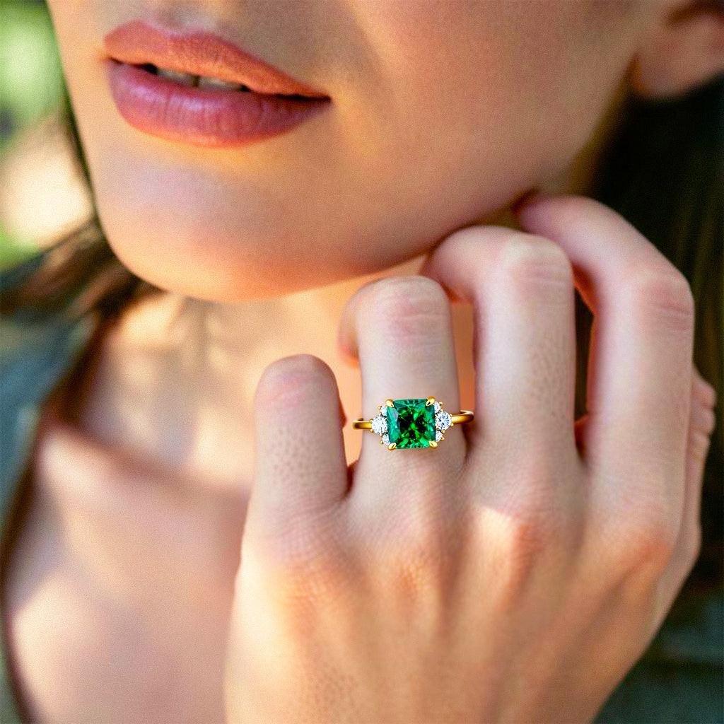 Celia’s Gleam | Princess Cut Green Sapphire Engagement Ring