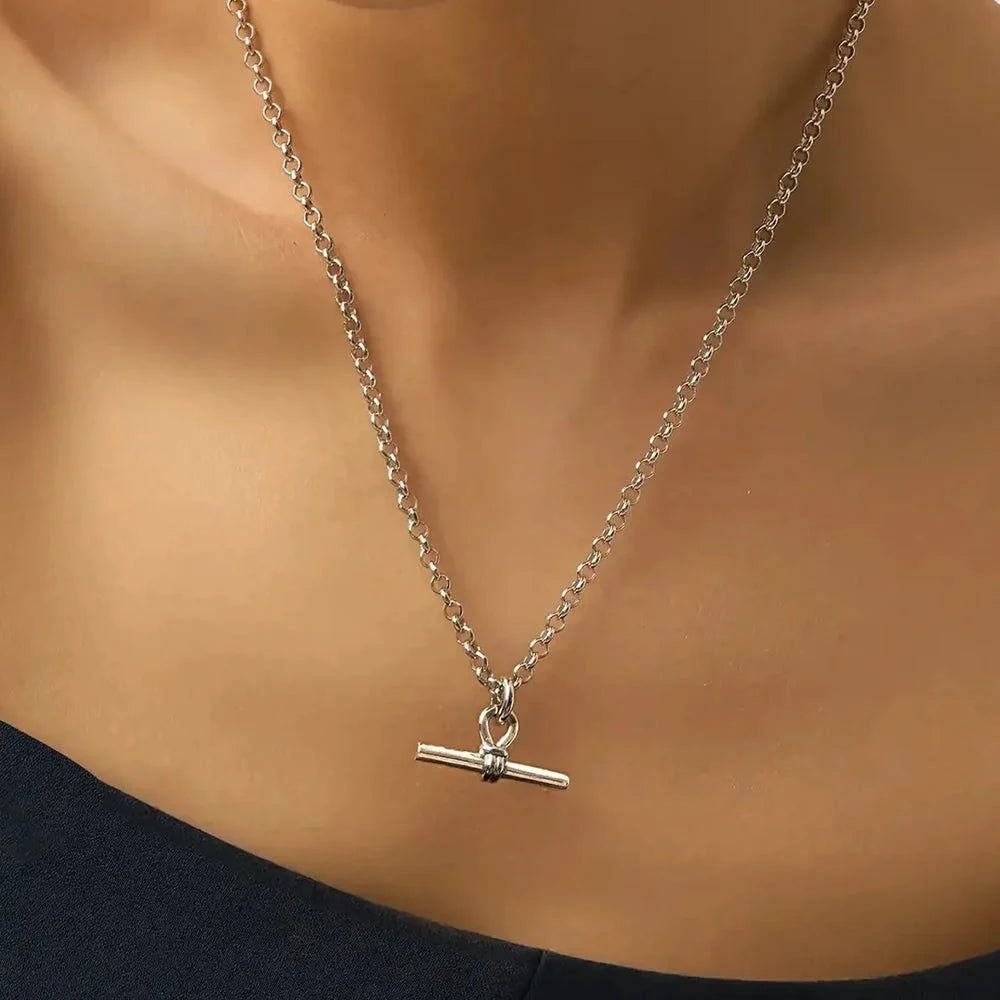The T-Bar Link | White Gold Plated Chunky Silver Chain Necklace