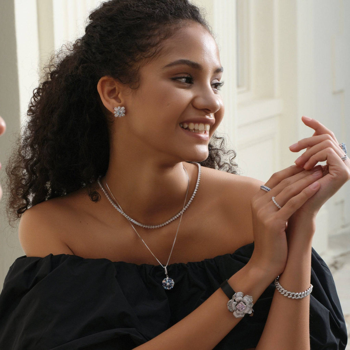 Brilliant Silver Moissanite Tennis Necklace-Unisex - View 3