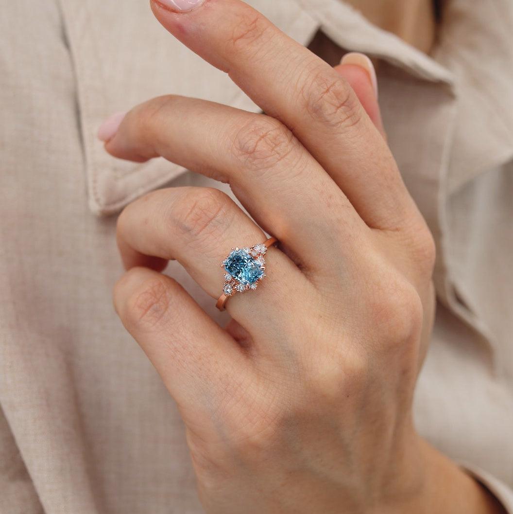 Seraphina’s Radiance | 2CT Radiant Cut Sapphire Engagement Ring