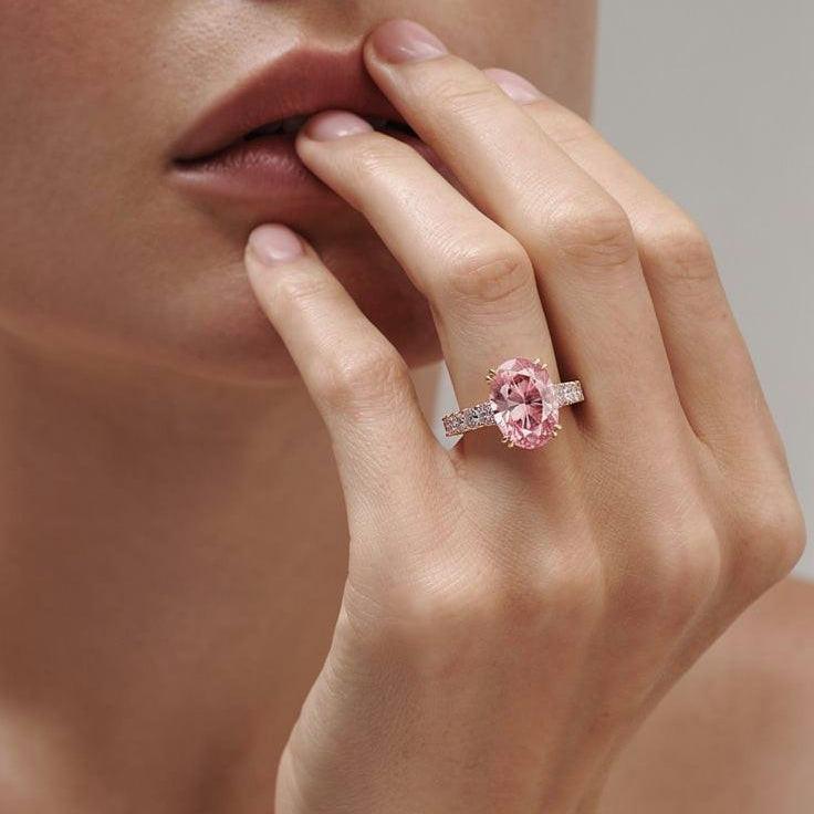Camilla's Sonnet | 5CT Oval Pink Sapphire Solitaire Engagement Ring