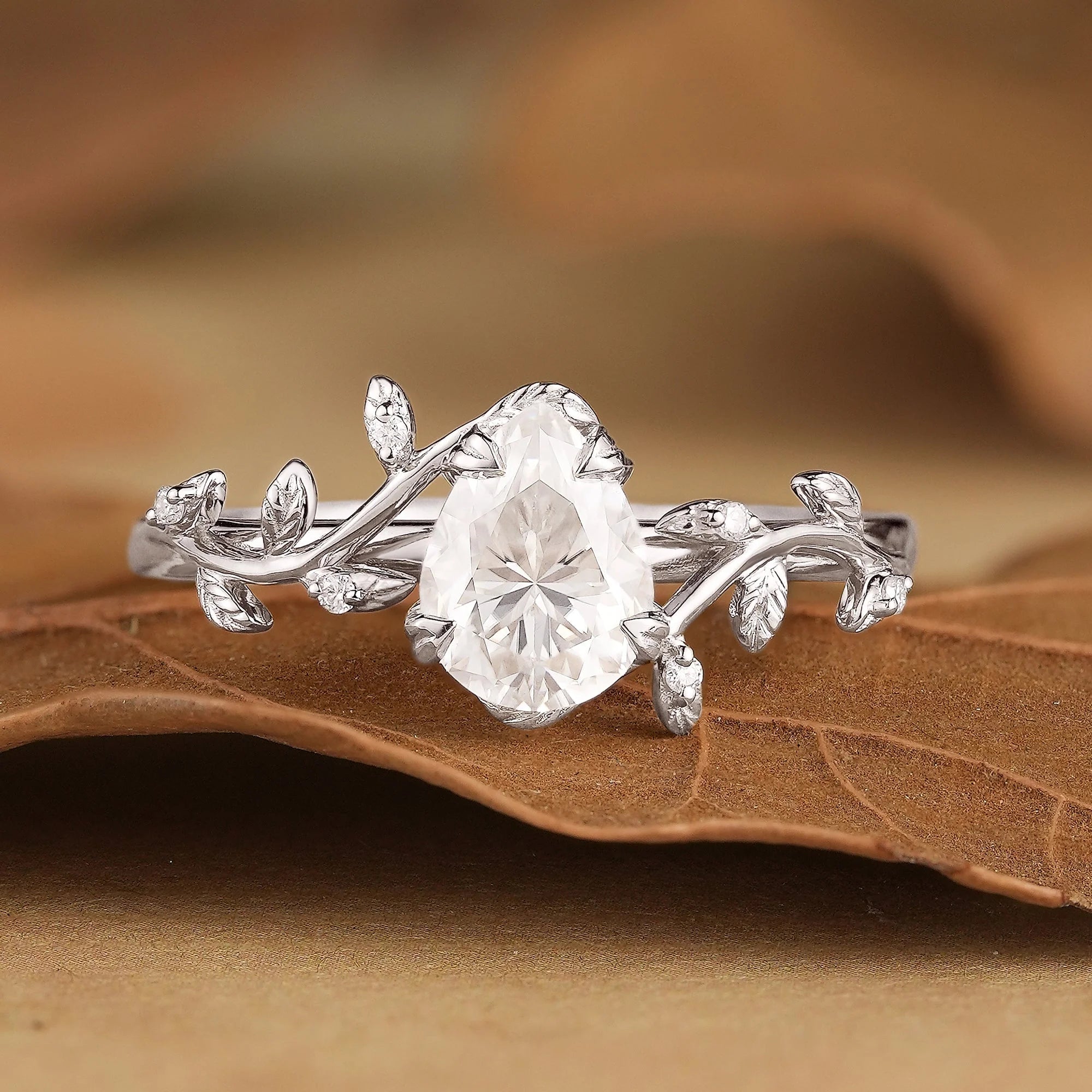 1.7ct Pear Leaf Moissanite Engagement Ring-Clementine | Nartya