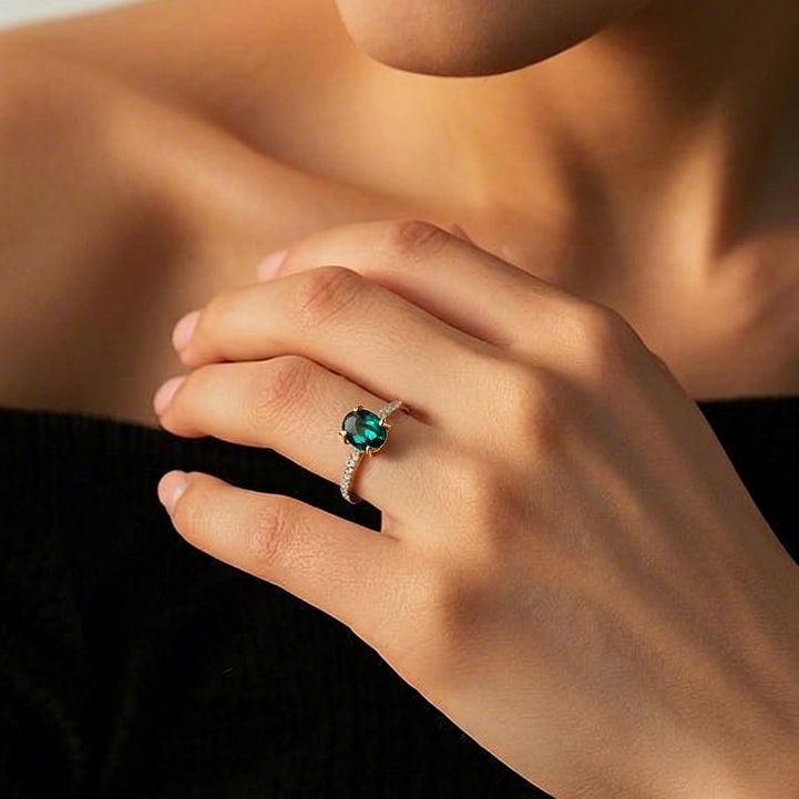 Vera's Grace | Vintage Oval Cut Natural Emerald Ring