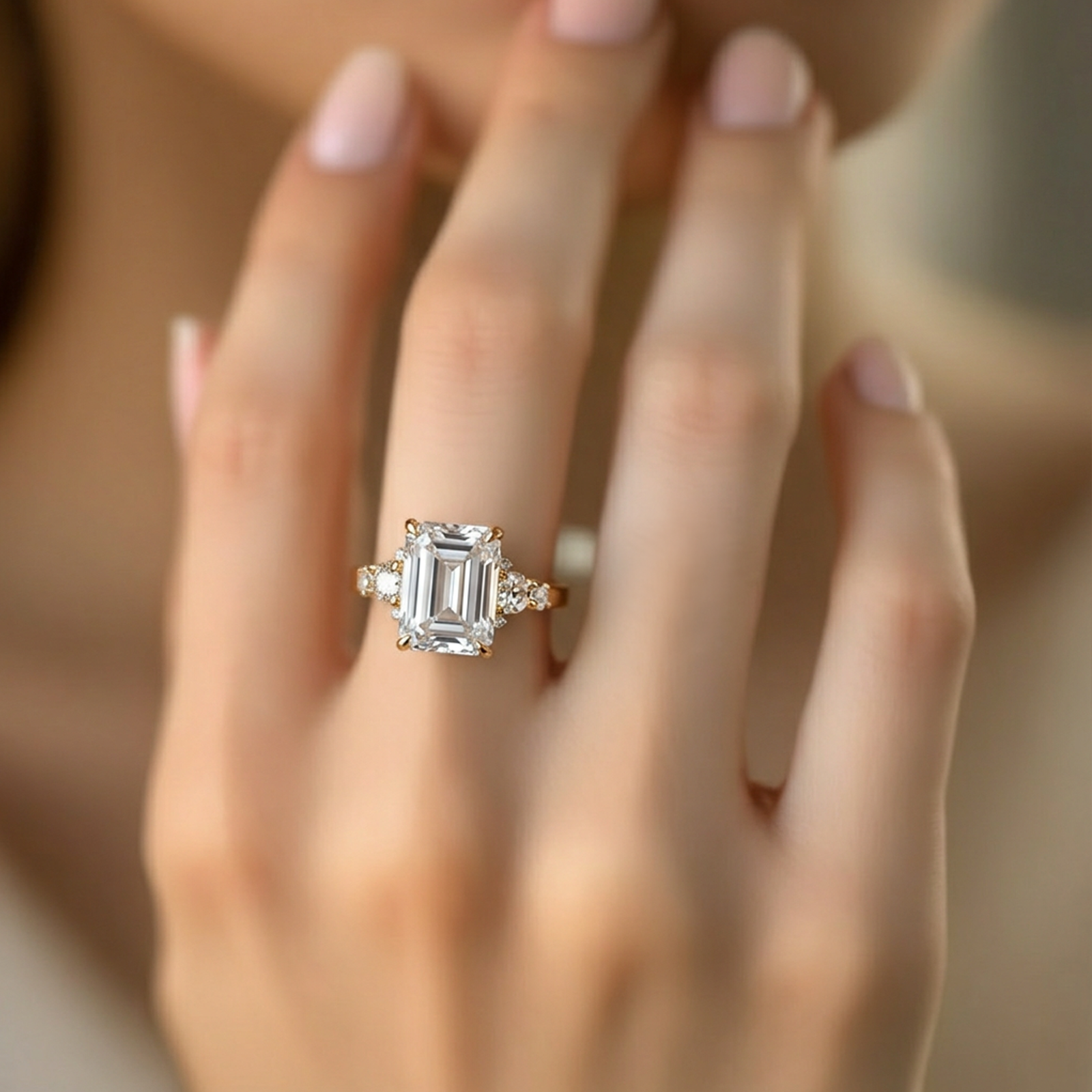 Alexandra’s Radiance | 3CT Emerald Cut Diamond Solitaire Engagement Ring