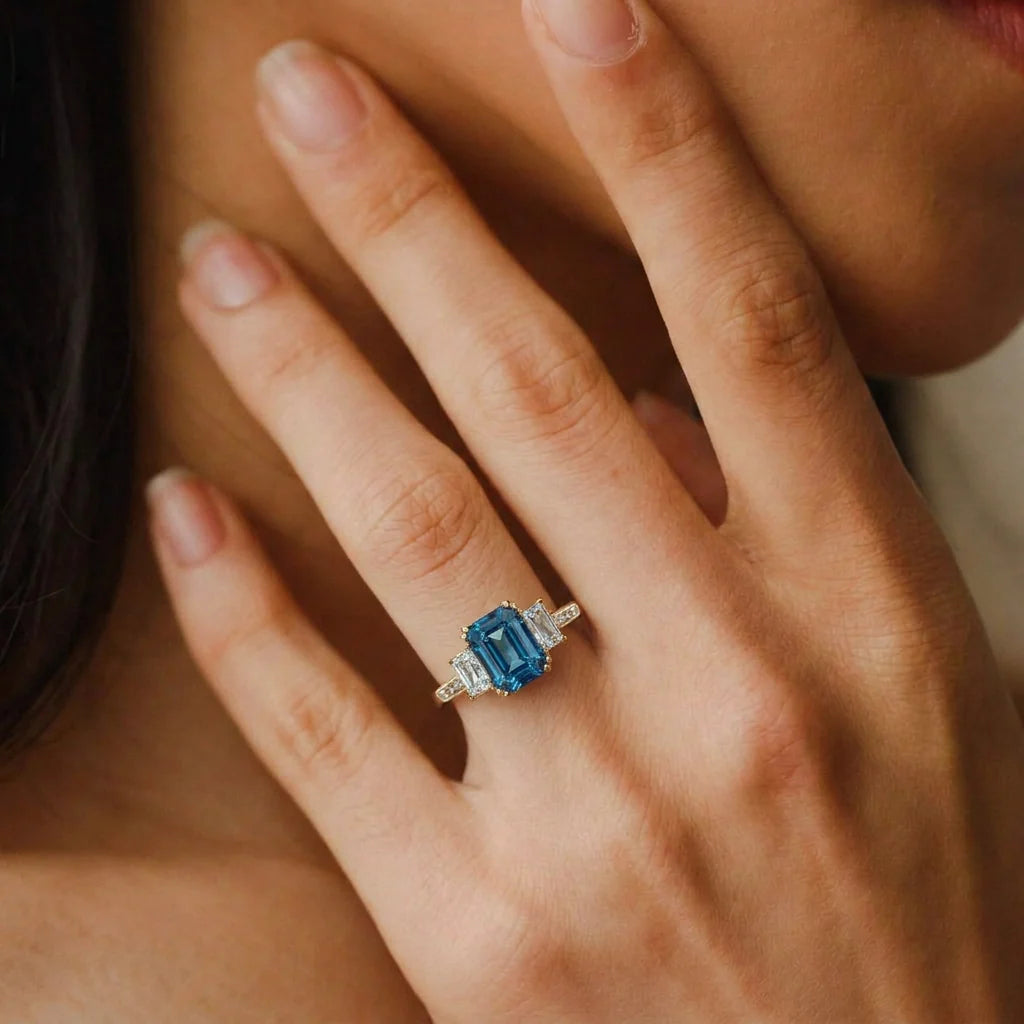 Cleo’s Legacy | 3CT Royal Blue Baguette Sapphire Engagement Ring