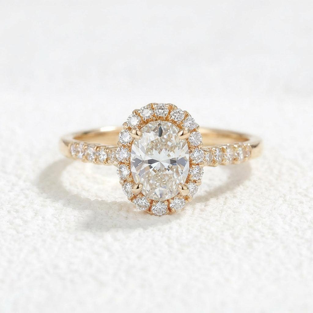 Odette‘s Plume | 2CT Oval Diamond Halo Engagement Ring