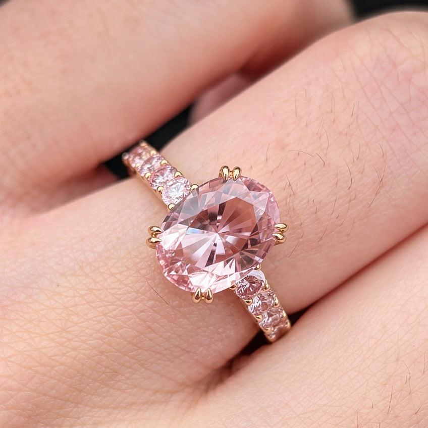 Isabella’s Promise | 3CT Oval Vintage Pink Sapphire Engagement Ring