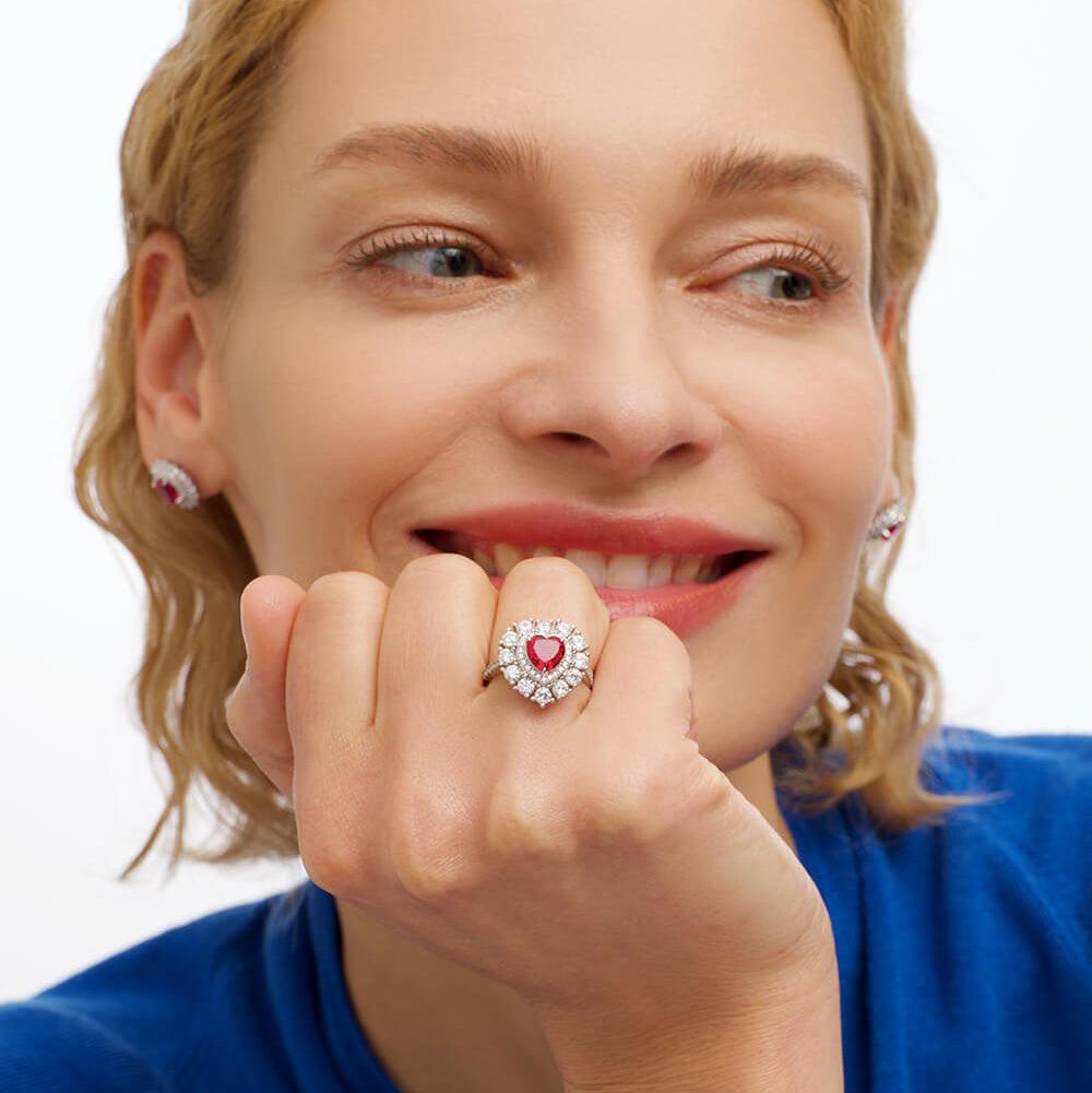 Eleonora’s Crown | Radiant Ruby Halo Engagement Ring