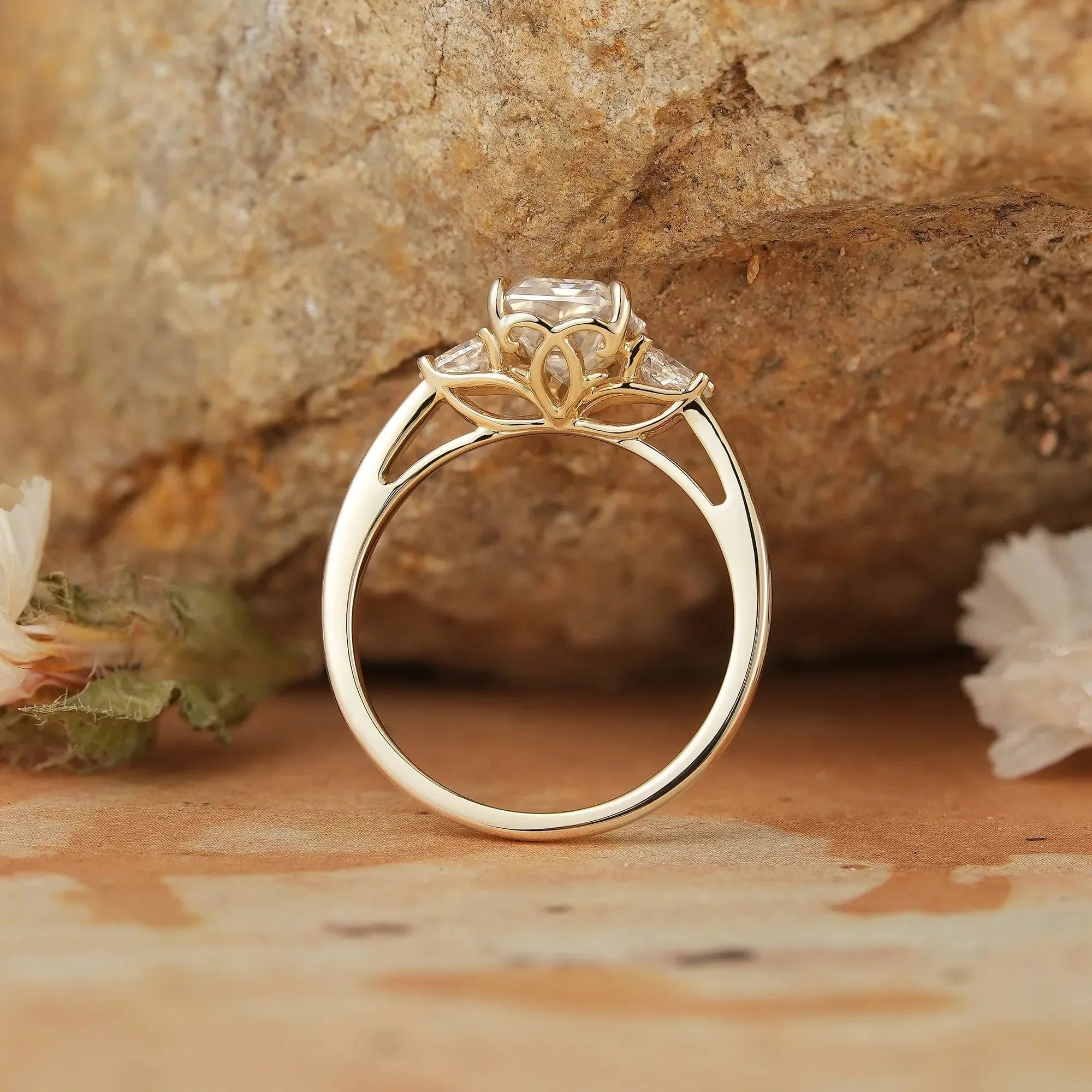 3-stone Moissanite Engagement Ring-Saskia