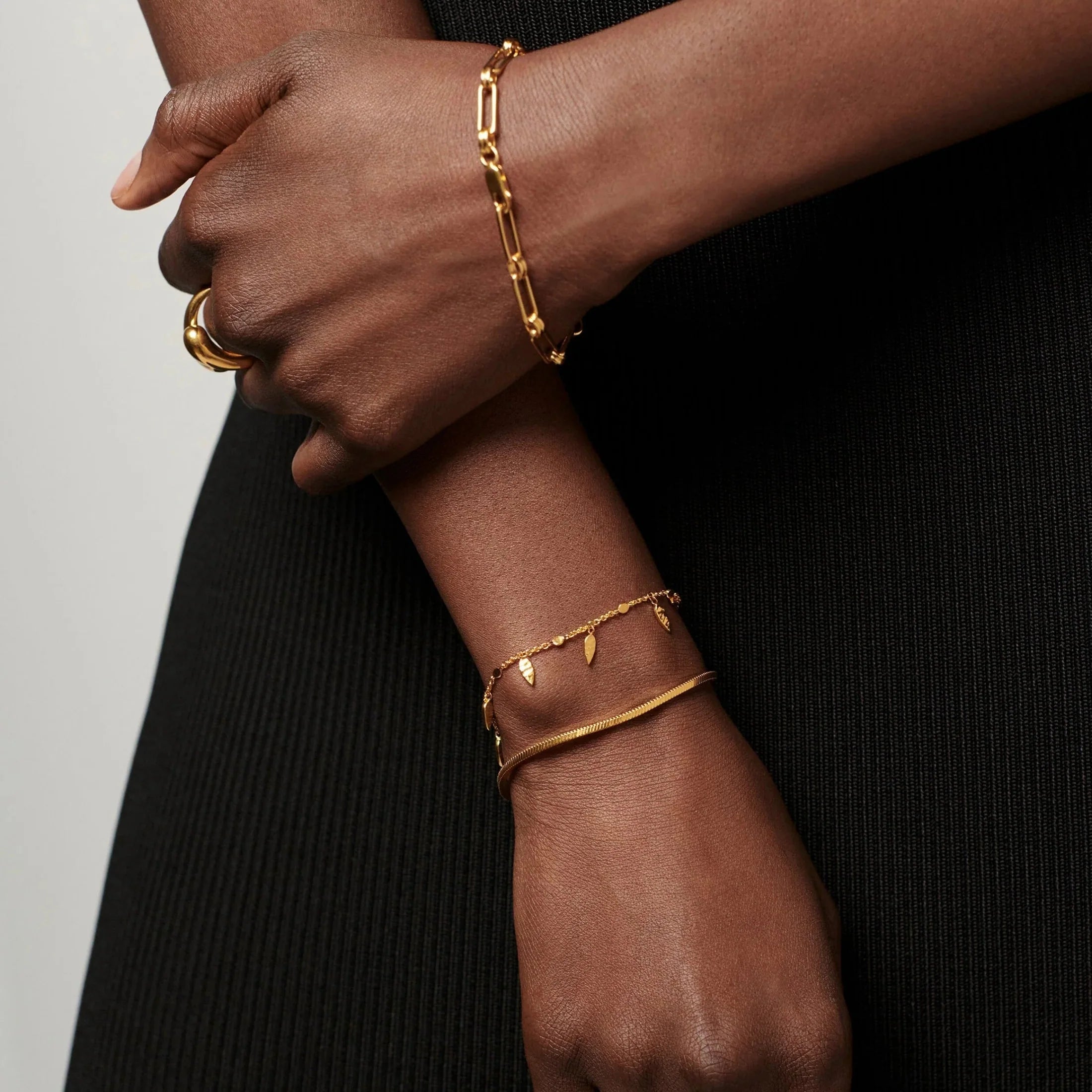 18K Gold Vermeil Square Snake Chain Bracelet
