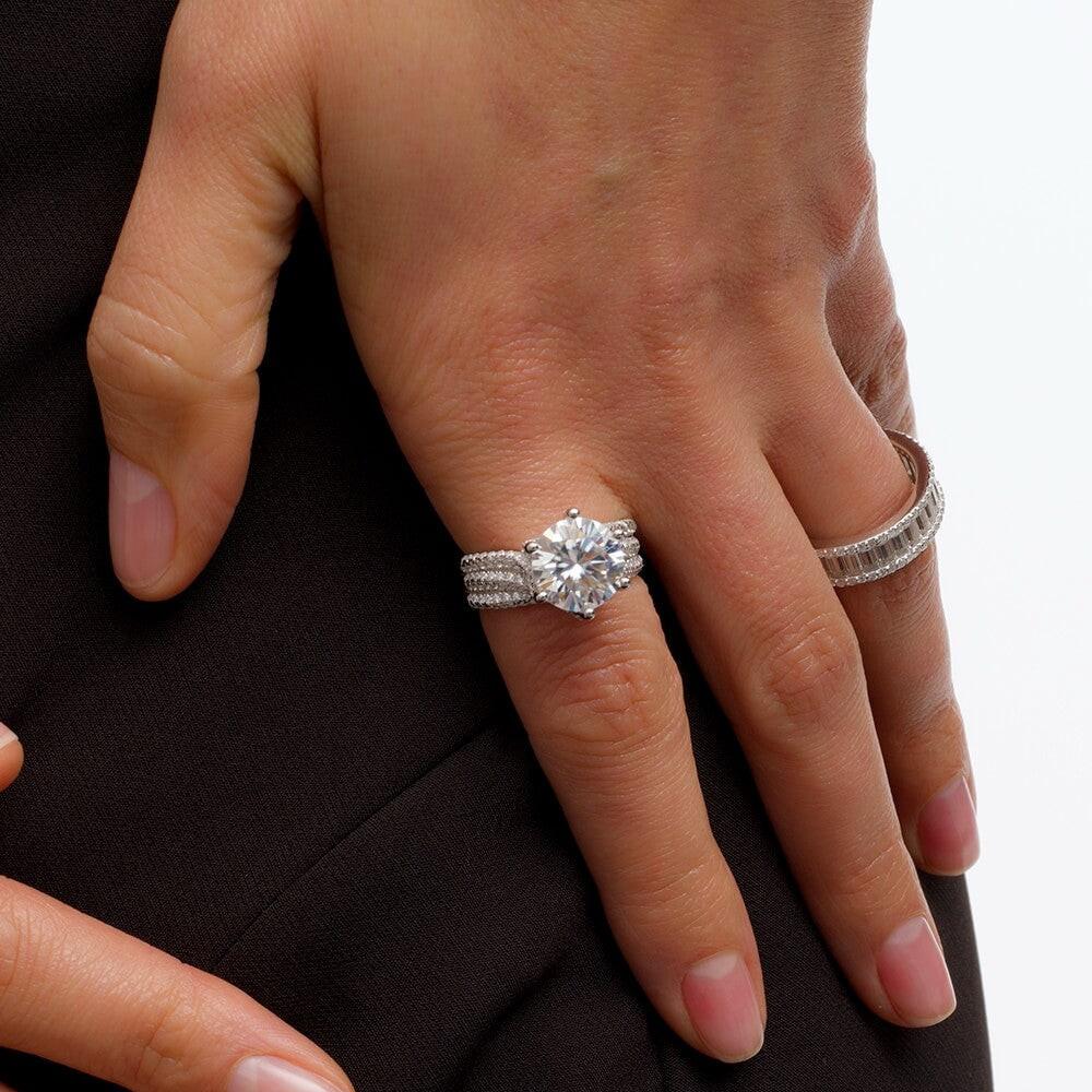 Astra’s Tapestry | 5CT Round Moissanite Solitaire Woven Ring