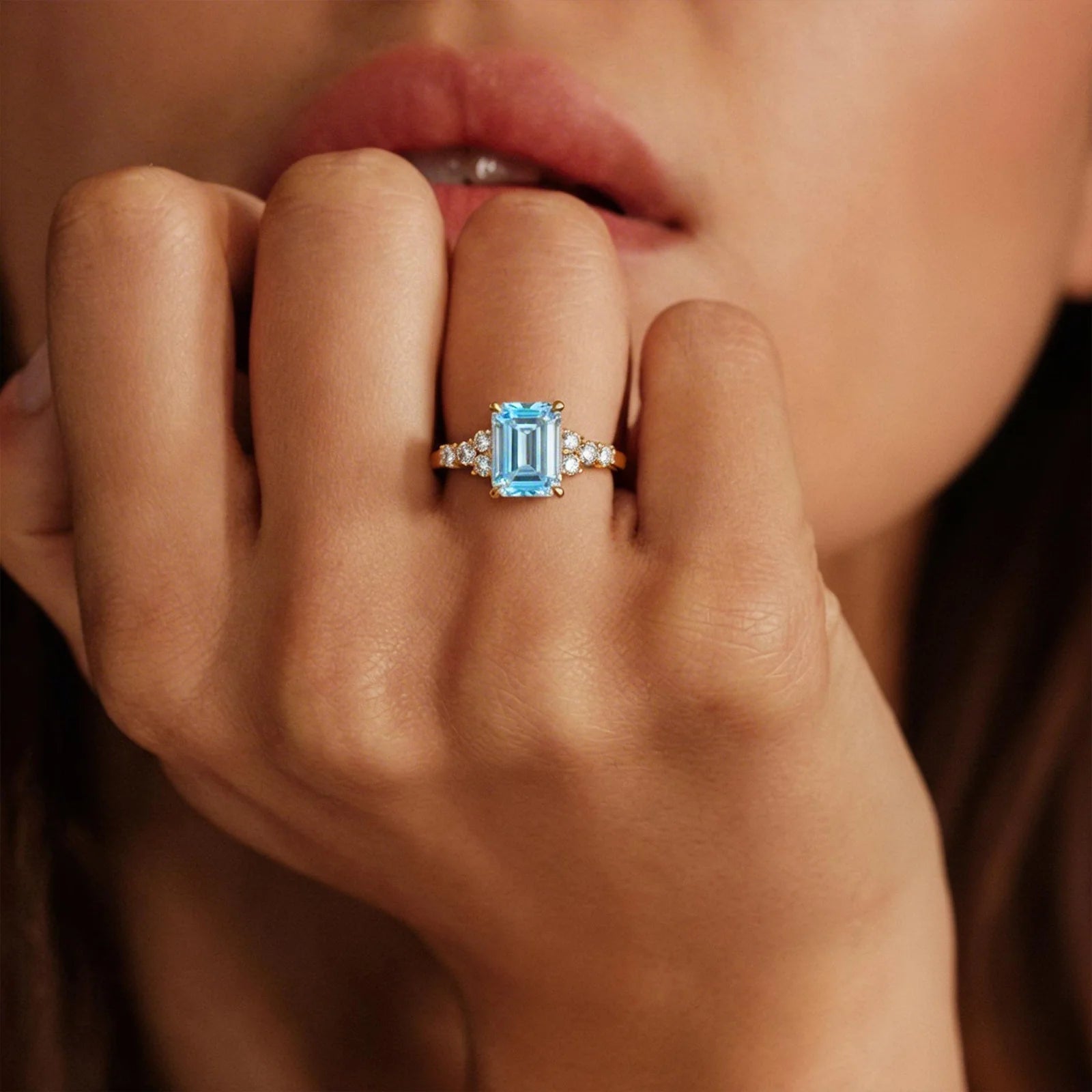 Eleanor’s Radiance | 2CT Emerald Cut Blue Sapphire Ring