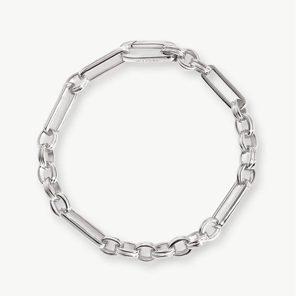 White Gold Plated Silver Axiom Chain Bracelet