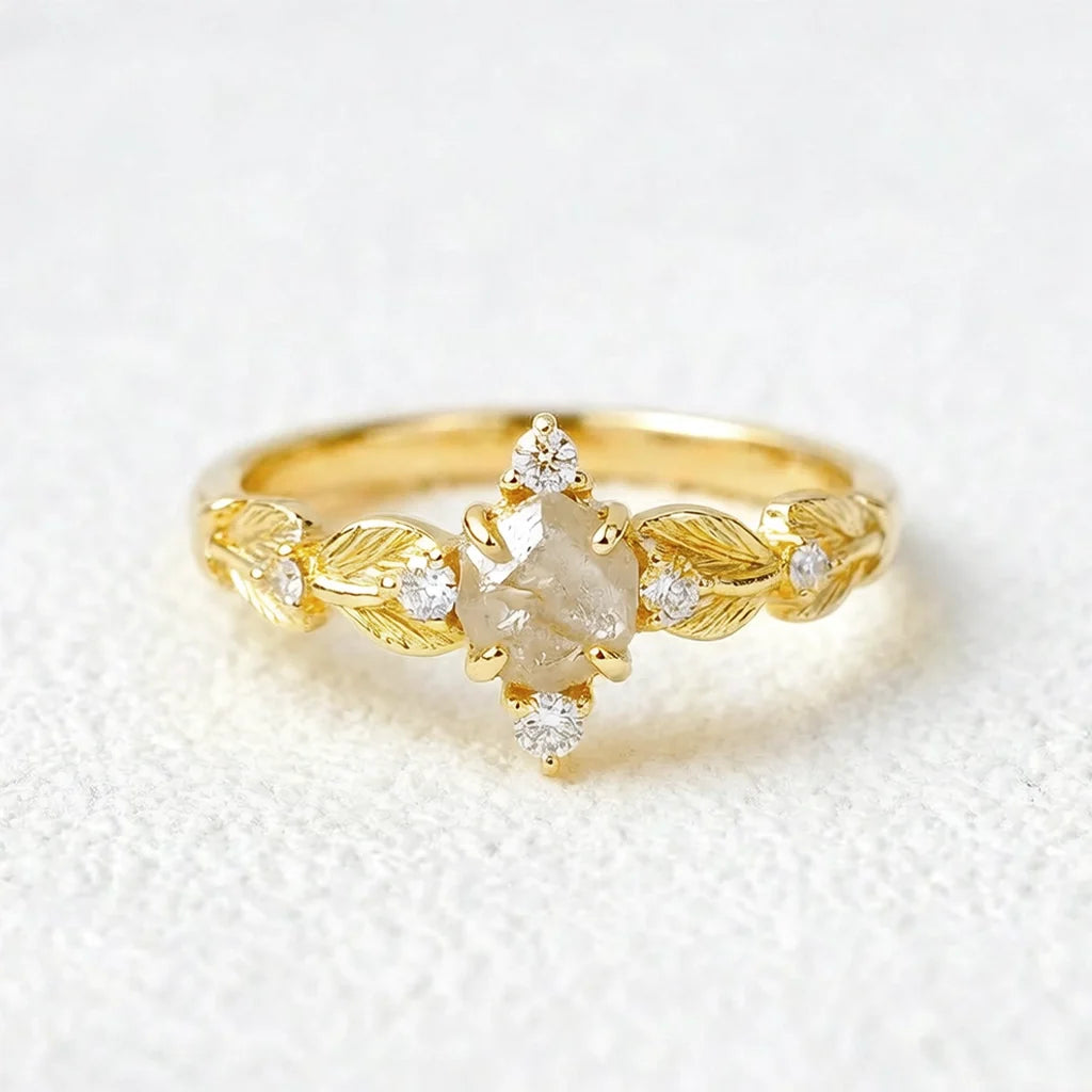 Wild Vine | Uncut Raw Moissanite Engagement Ring