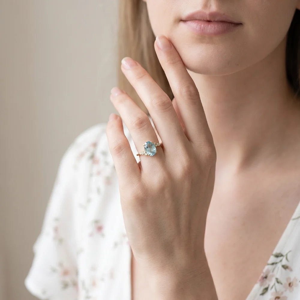 Marina’s Dew | Oval Aquamarine Engagement Ring