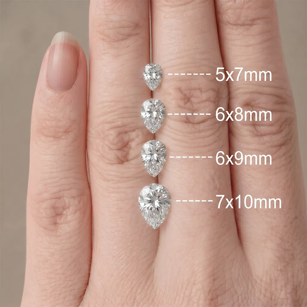 Pear Cut Moissanite Snow Lotus Flower Inspired Tilted Engagement Ring - Kara