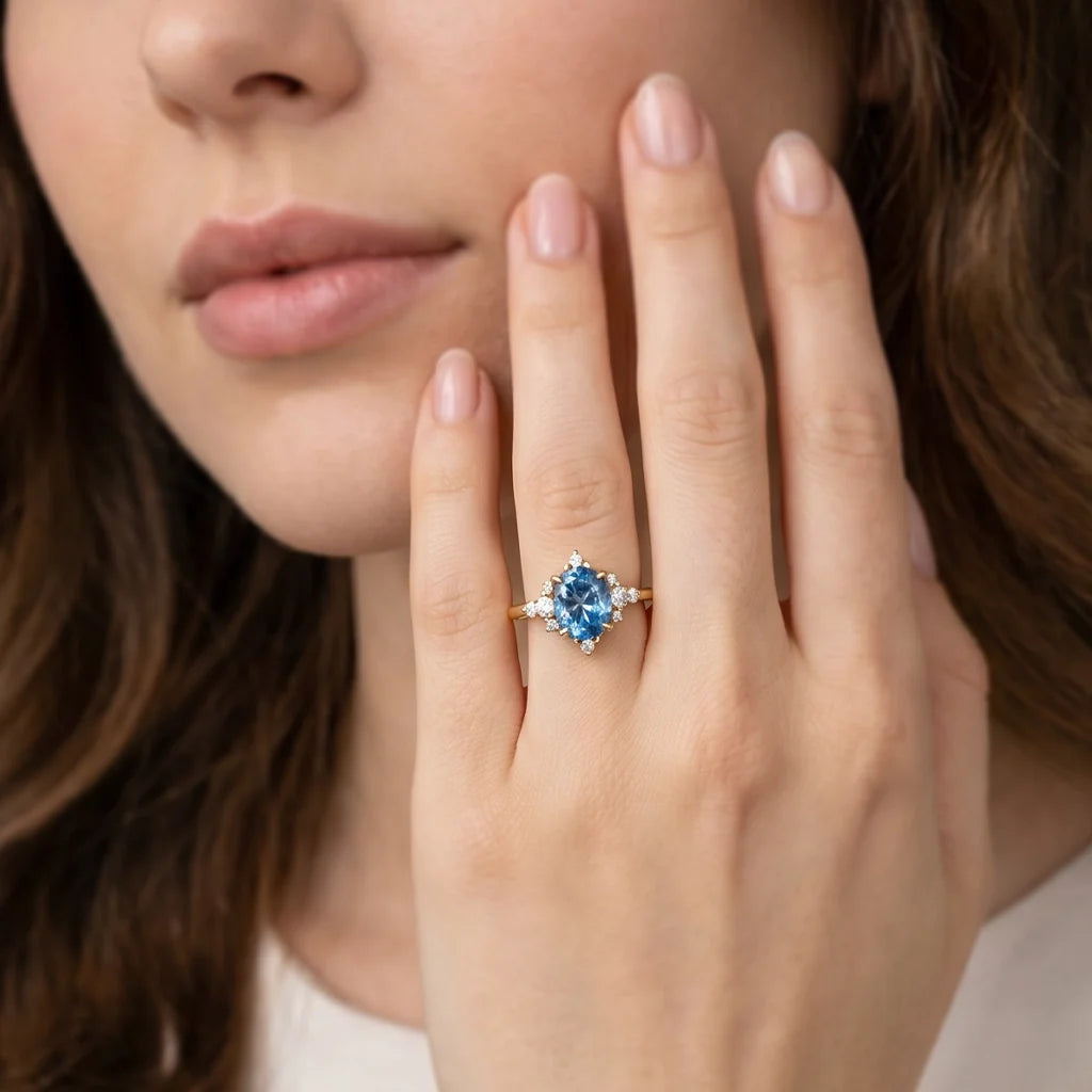 Carlotta’s Nocturne | 2CT Oval Sapphire Engagement Ring