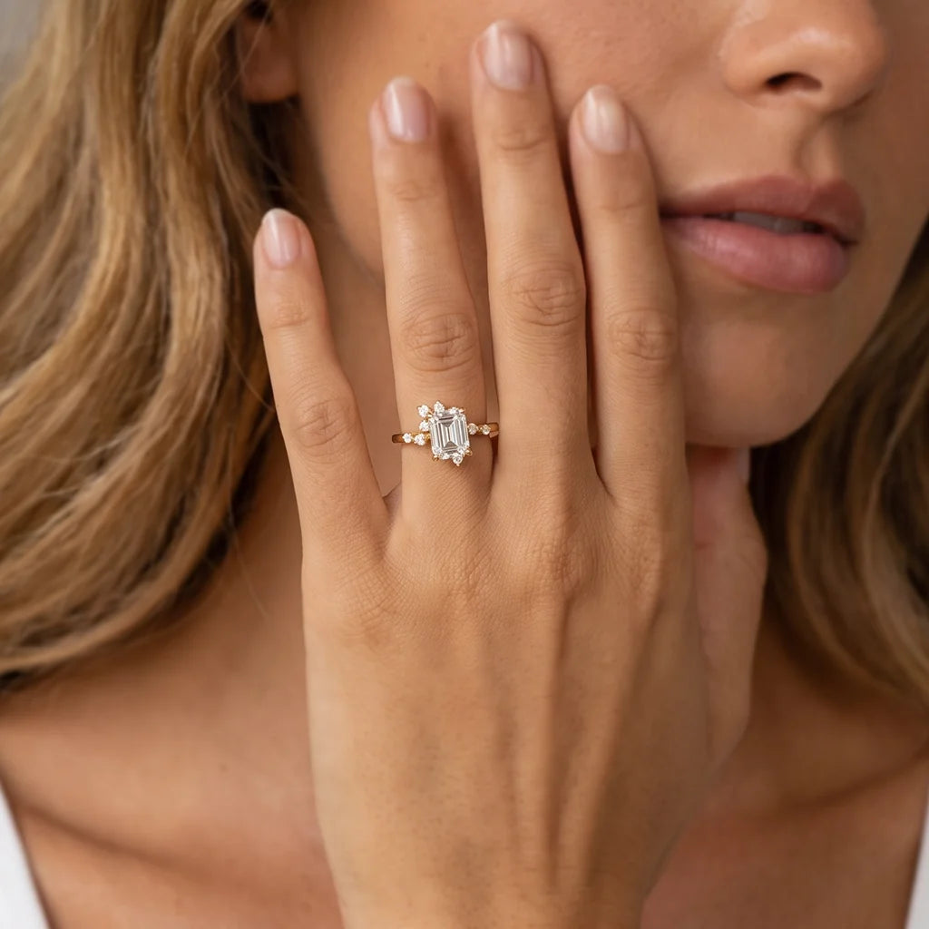 Alexandra’s Radiance | 3CT Vintage Emerald Cut Diamond Solitaire Engagement Ring