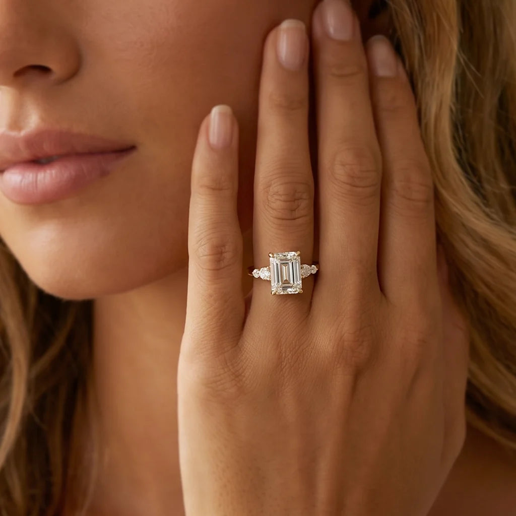 Aurora‘s Prism | 3CT Emerald Cut Diamond Solitaire Engagement Ring