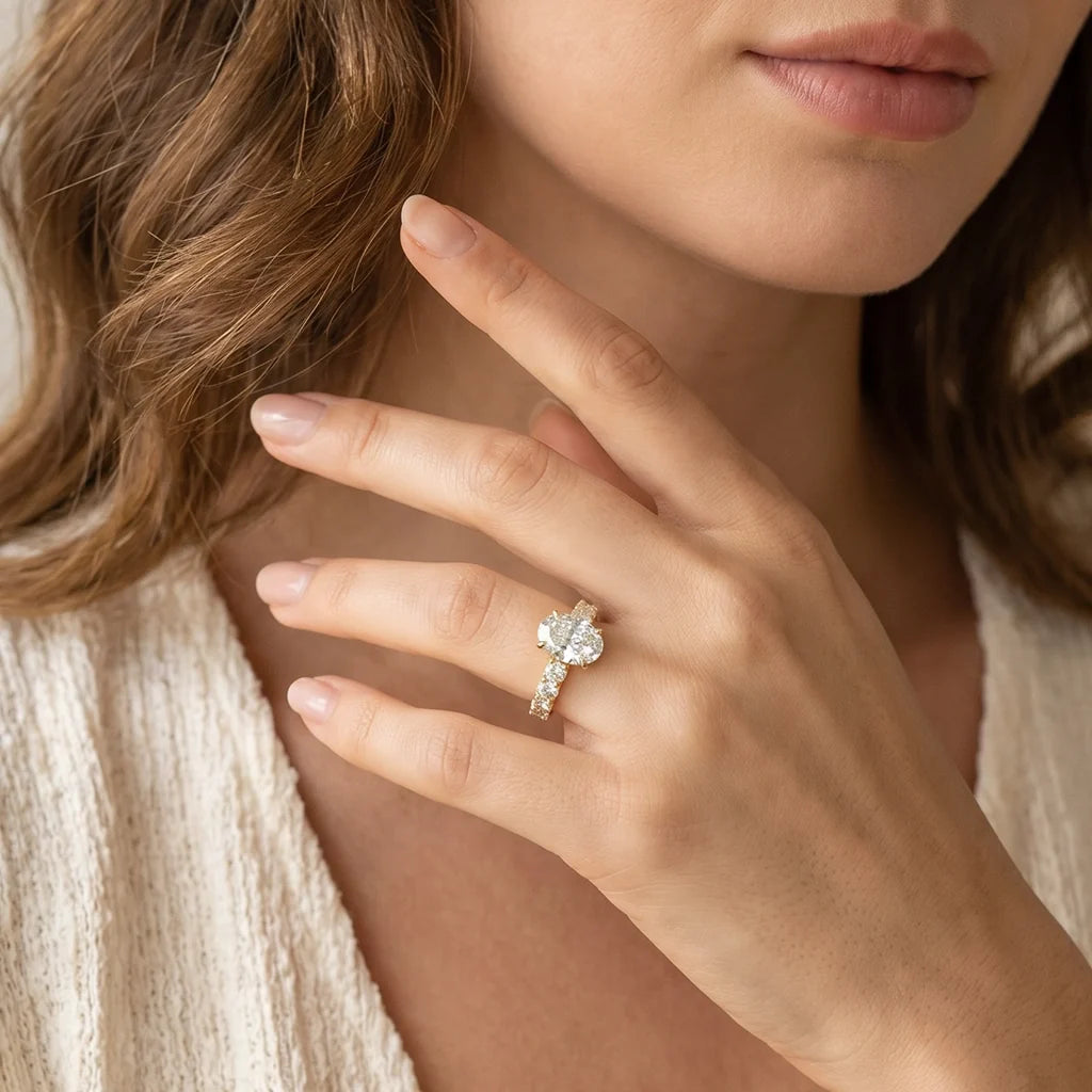 Astra’s Promise | 3CT Oval Diamond Pavé Solitaire Engagement Ring