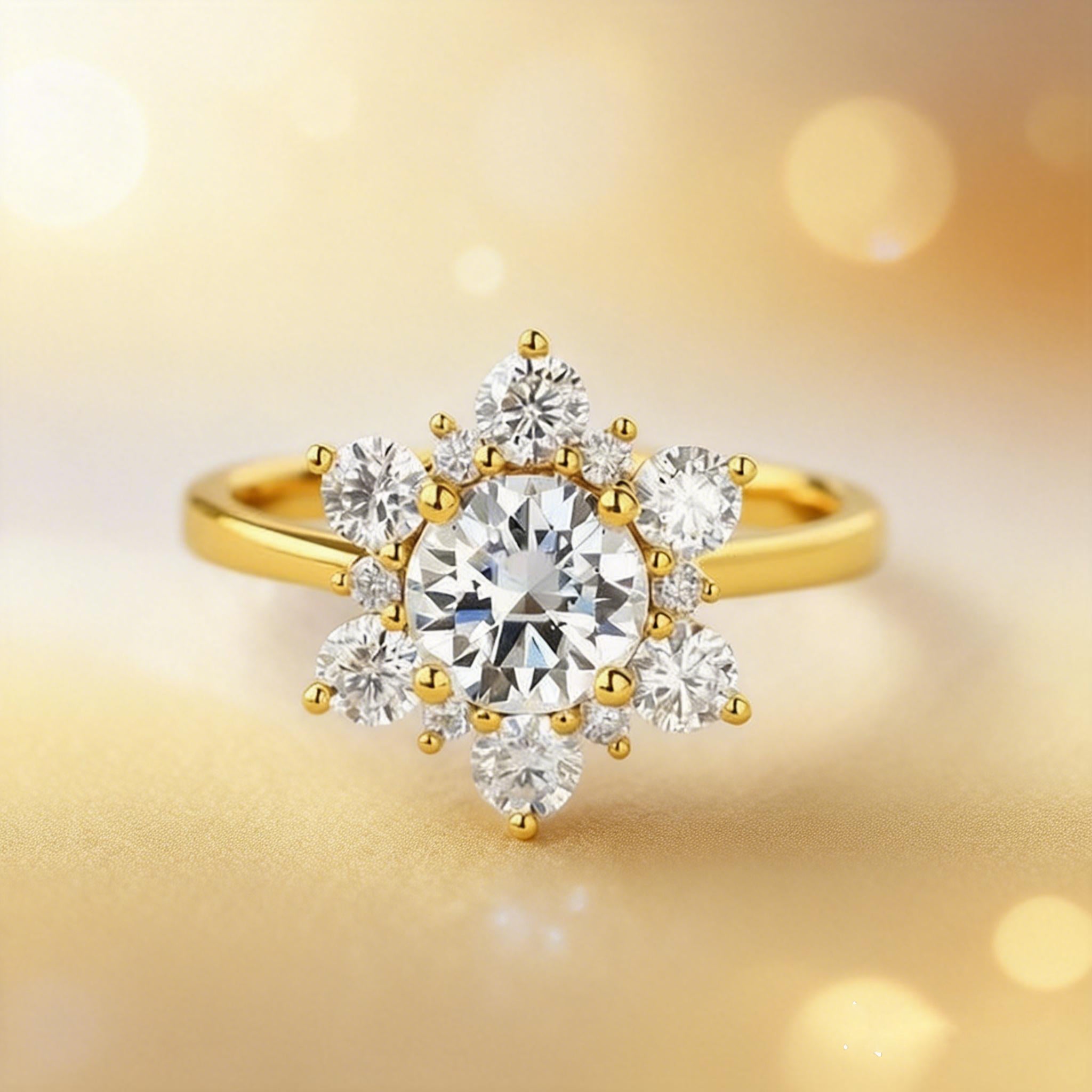 Snowflake Shaped Moissanite Art deco Ring