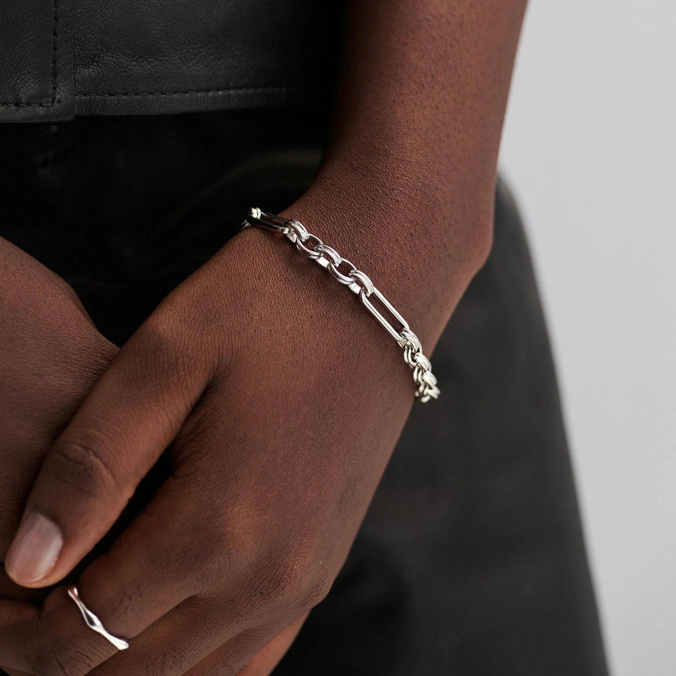 White Gold Plated Silver Axiom Chain Bracelet