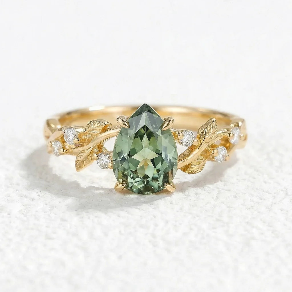 Sylvie’s Verdure | Green Sapphire Vine Engagement Ring