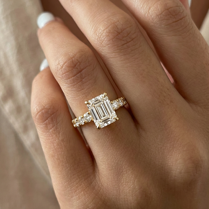 Thalia’s Epoch | 2CT Emerald Cut Diamond Solitaire Engagement Ring