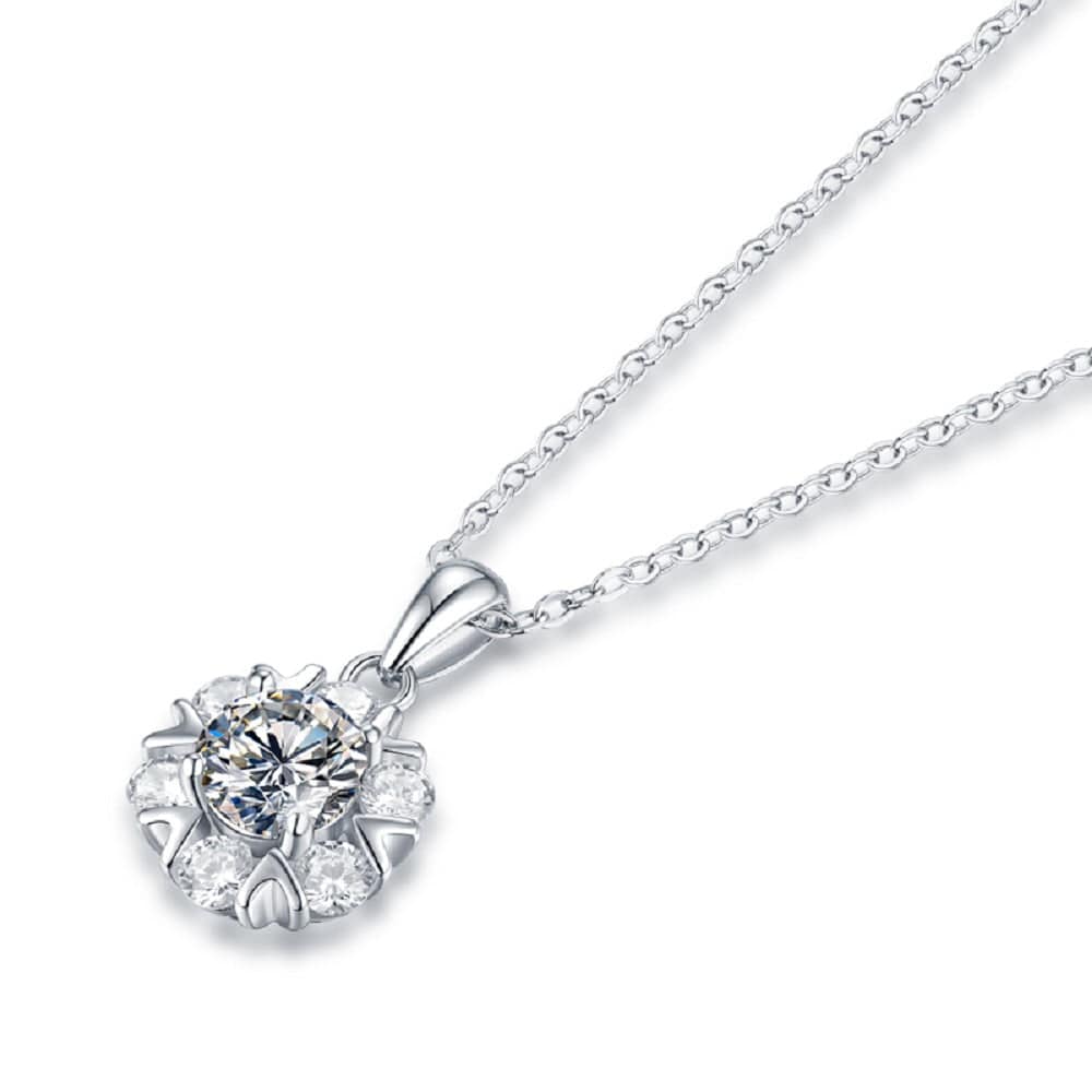 Silver Moissanite Dazzling Snowflake Pendant Necklace - View 3