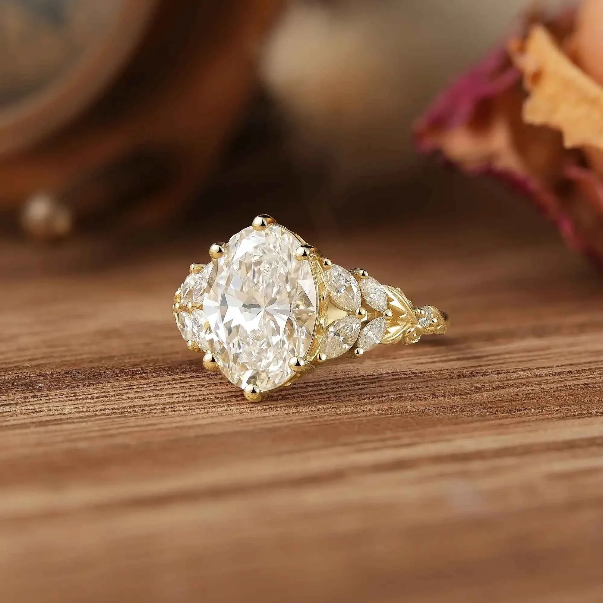 Oval Cut 3-Carat Lab Grown Moissanite Engagement Ring - Josephine | Nartya