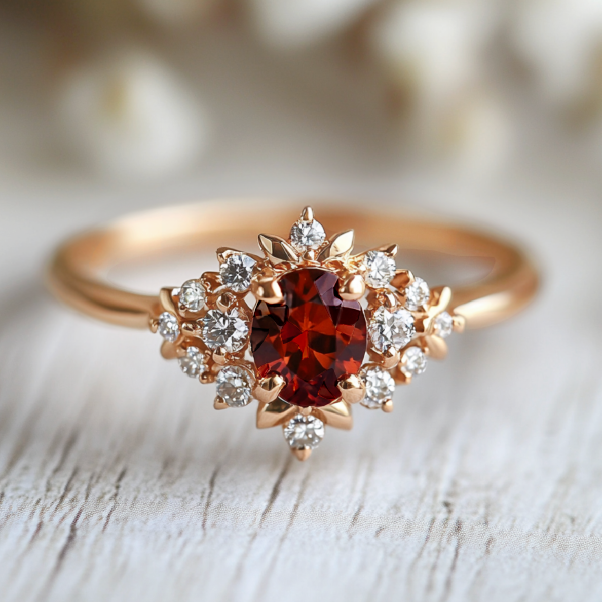 Eleonora’s Velvet | 1.5CT Ruby Halo Solitaire Vintage Engagement Ring
