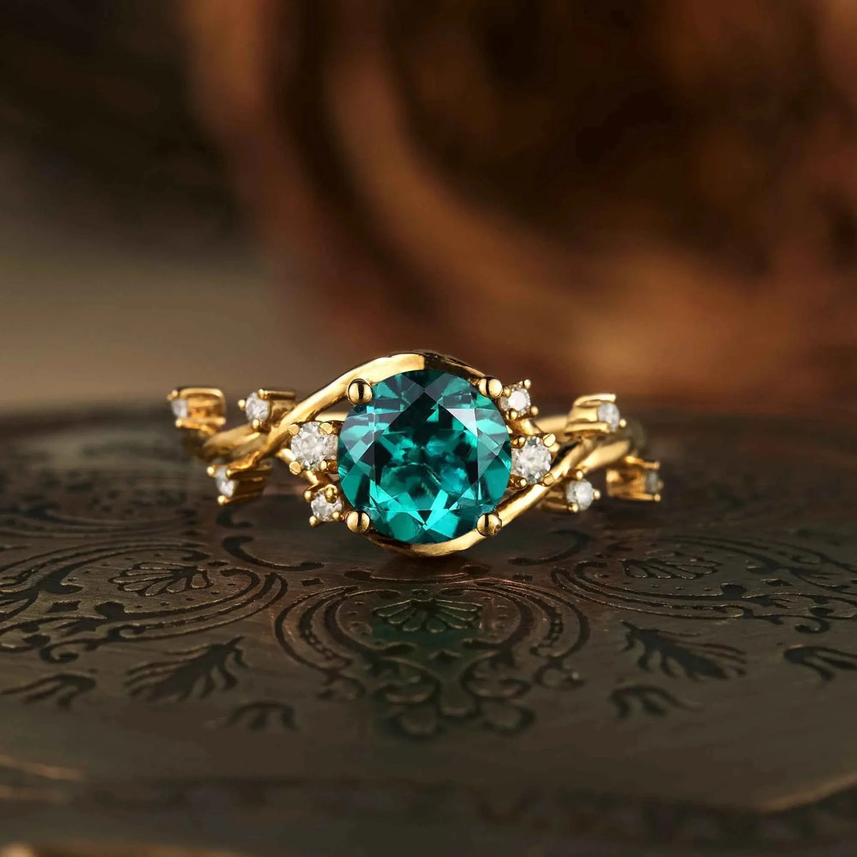 Branches Entwined Charming Emerald Ring