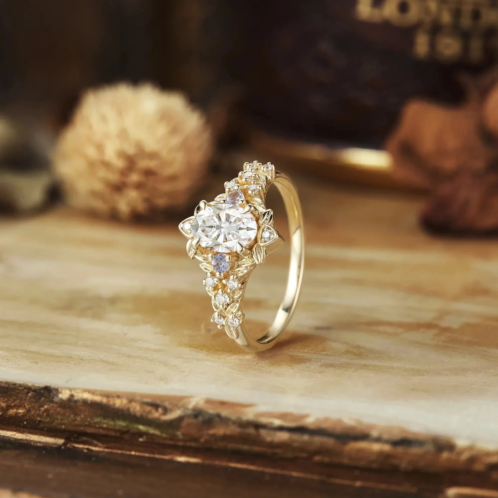 Floral-Inspired Moissanite and Sapphire Ring - Isolde