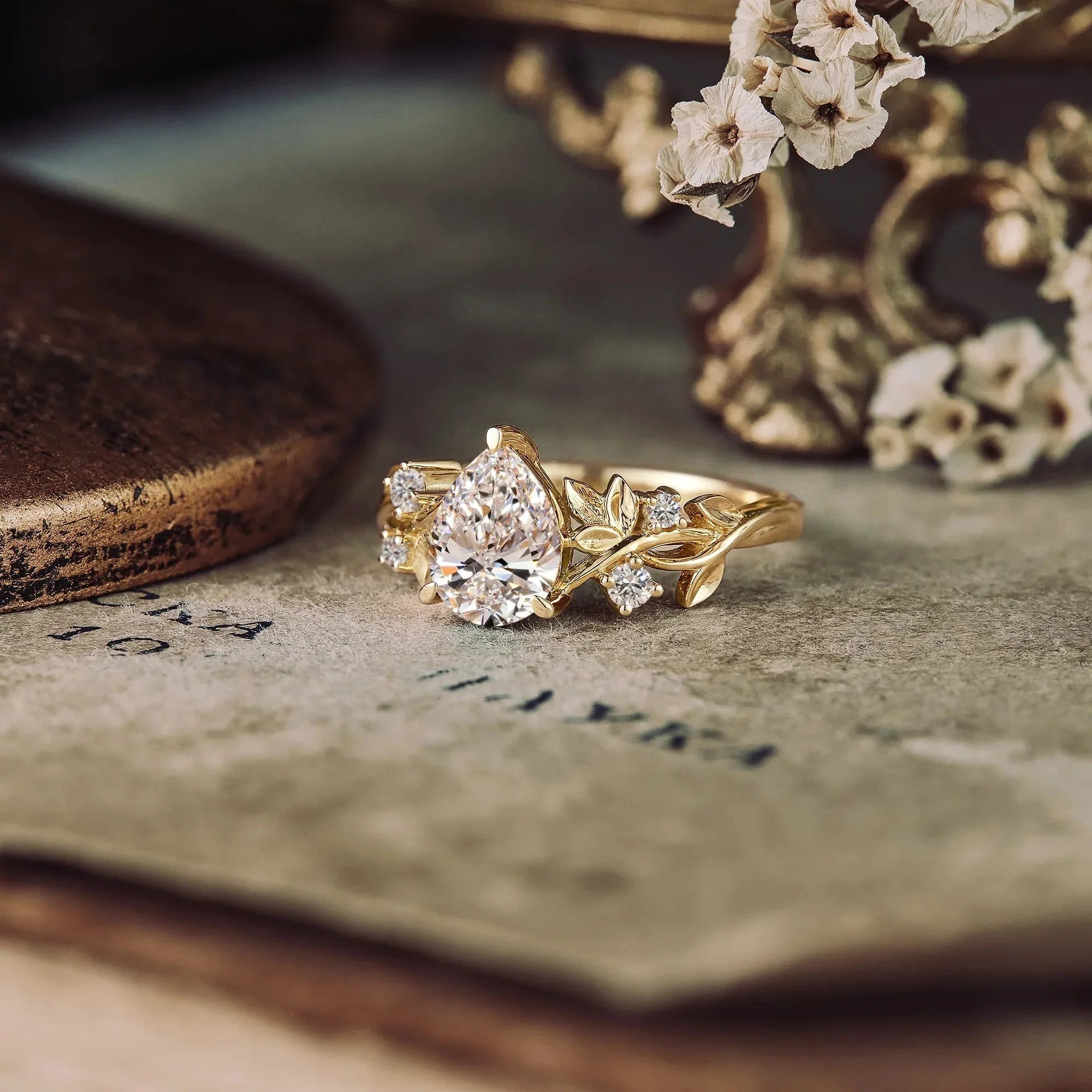 Jade Plant Inspired Lab Grown Moissanite Engagement Ring -Eliana - Nartya