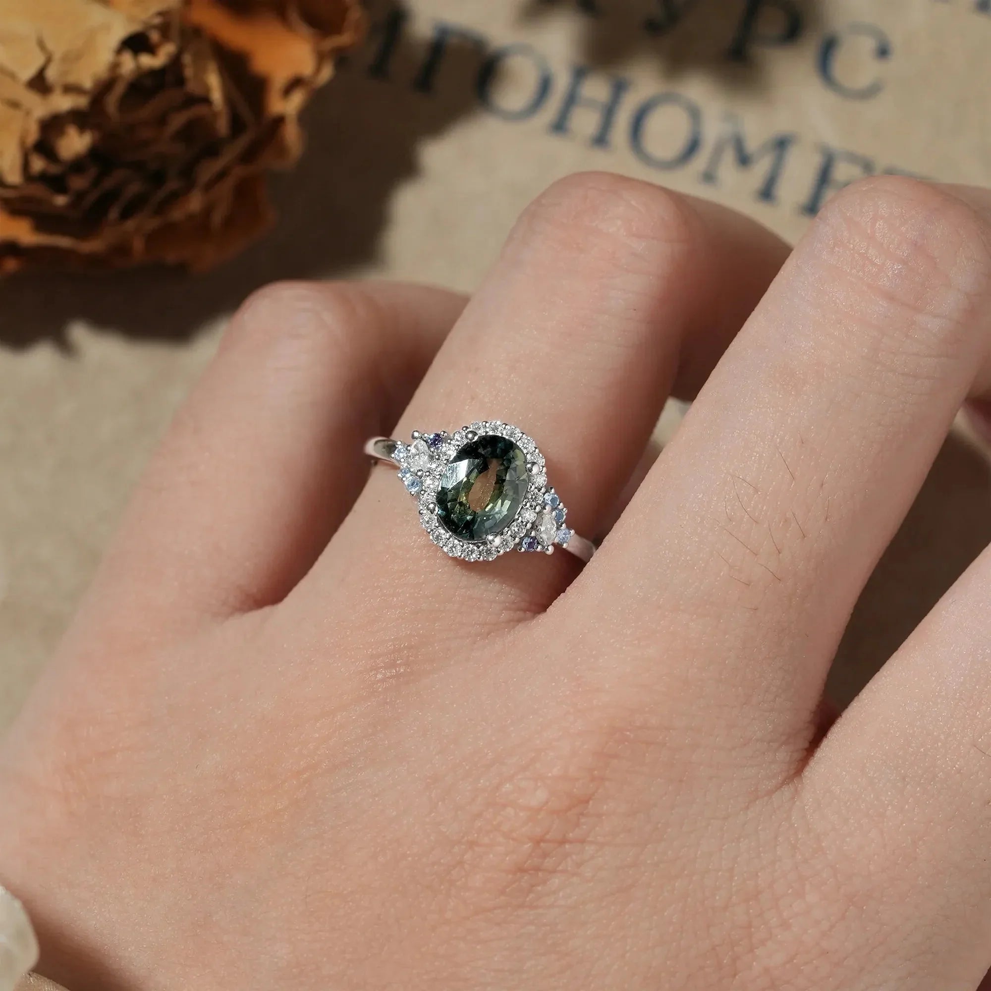 Luxe Mystique Teal Sapphire Rings-Thalassa - Nartya