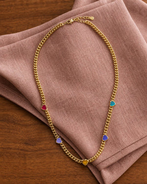 18K Gold Vermeil Jelly Heart Gemstone Charm Necklace