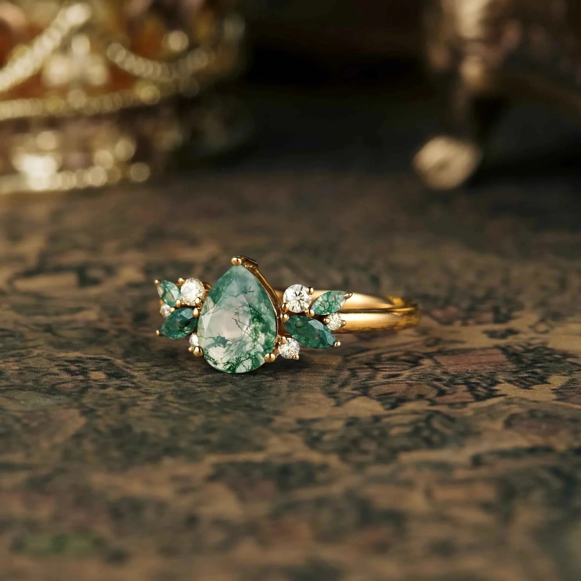 Nature Inspired Moss Agate Ring - Nartya