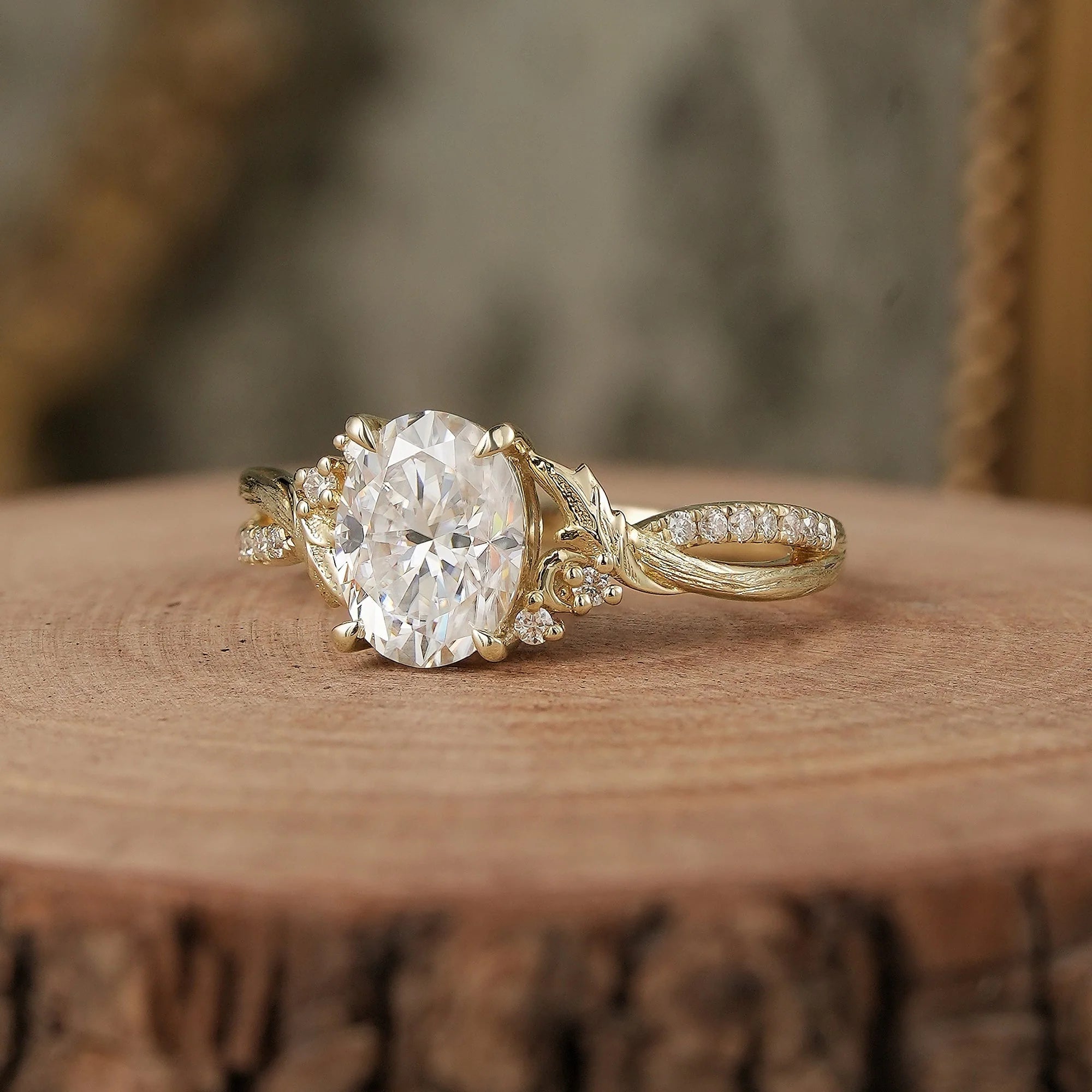 Oval Cut Moissanite Nature Inspired Engagement Ring-Noa