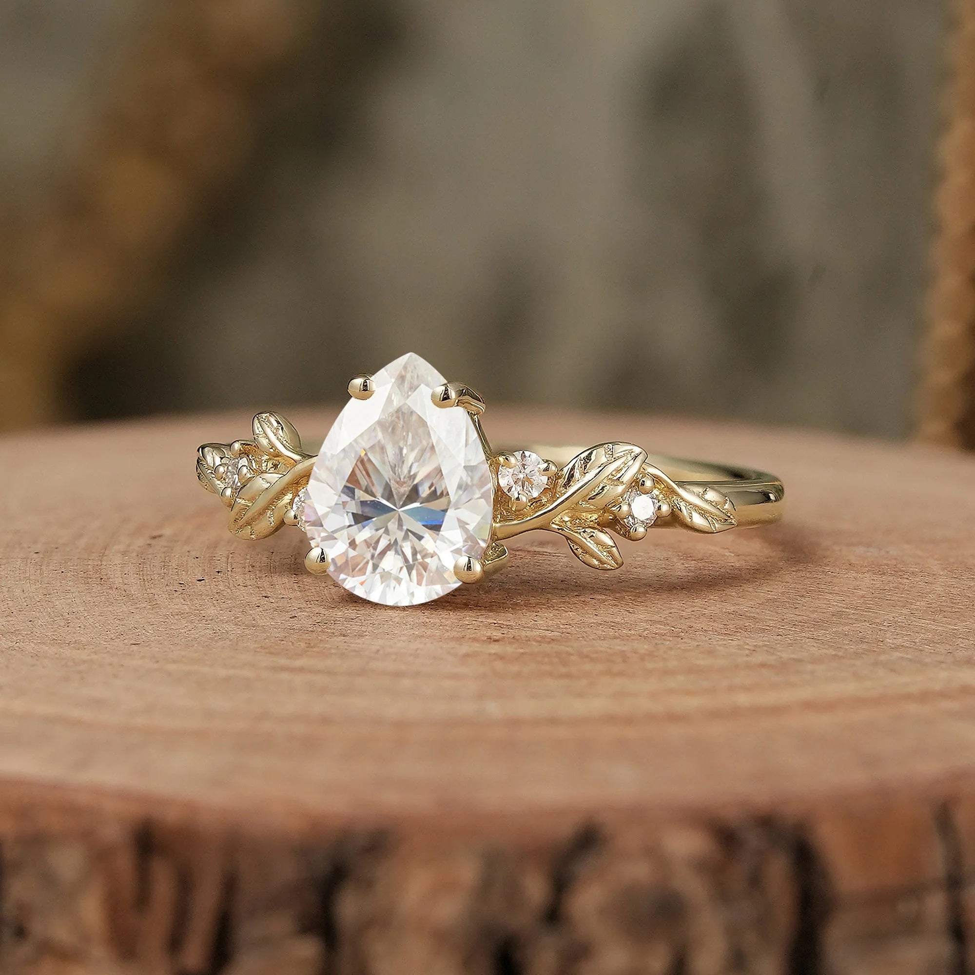 Pear Gold Moissanite Vintage Engagement Ring-Sloane