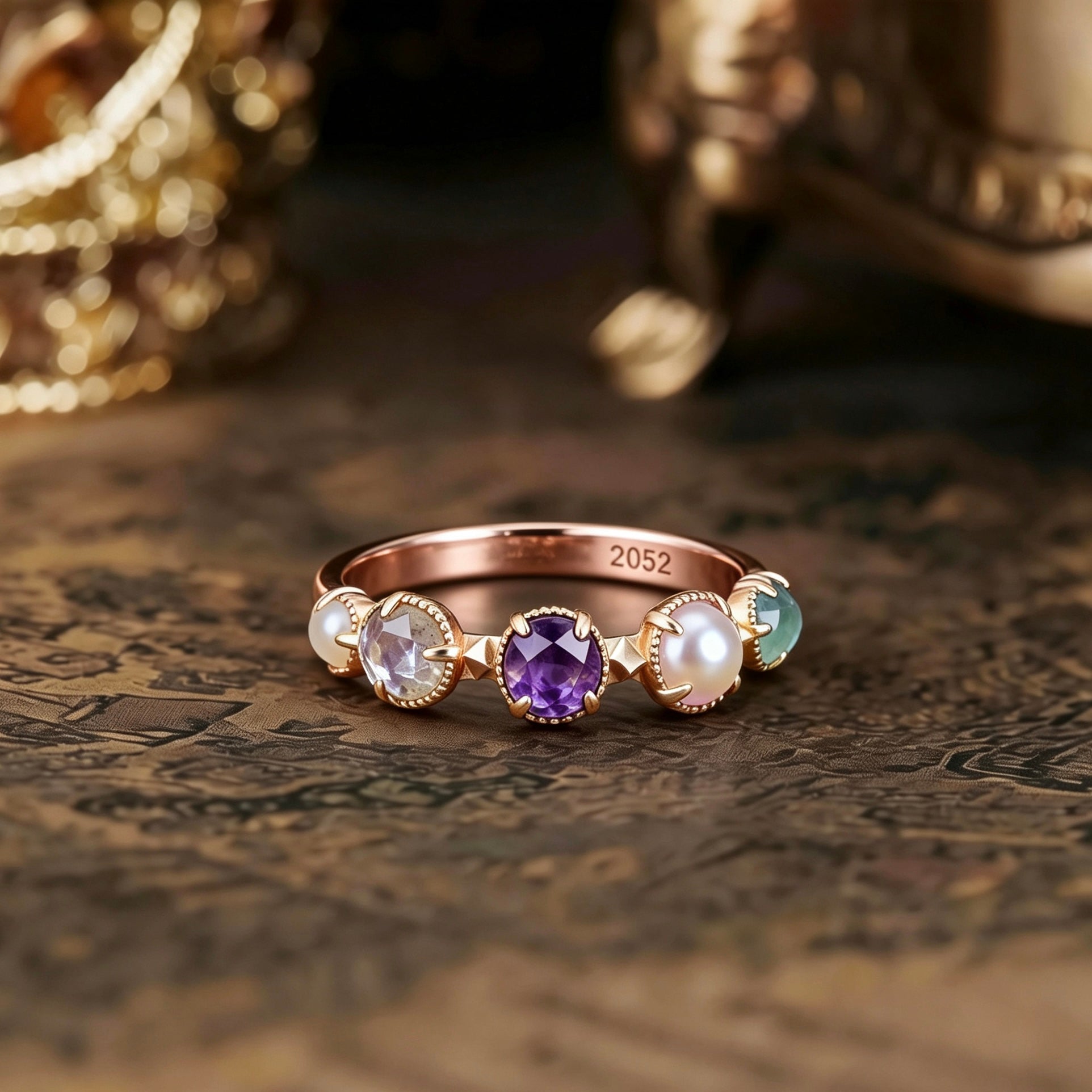 Artistic Vintage Candy Ring S925 Sterling Silver Open Design Natural Lab Moonstoneb and Amethyst ring