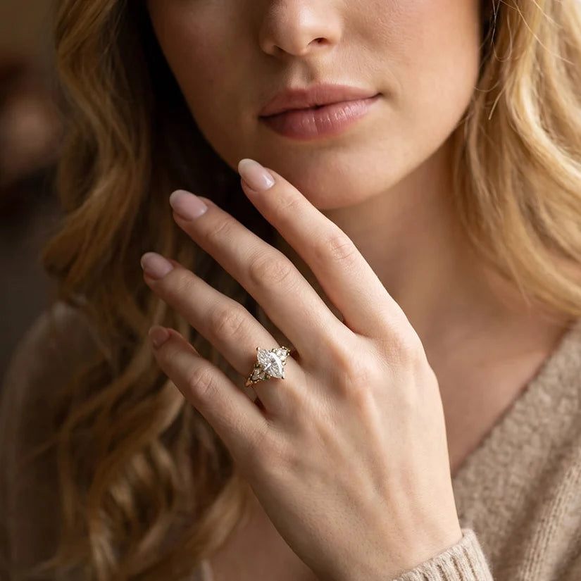 Eleonora’s Radiance | 2CT Marquise Diamond Vintage Engagement Ring