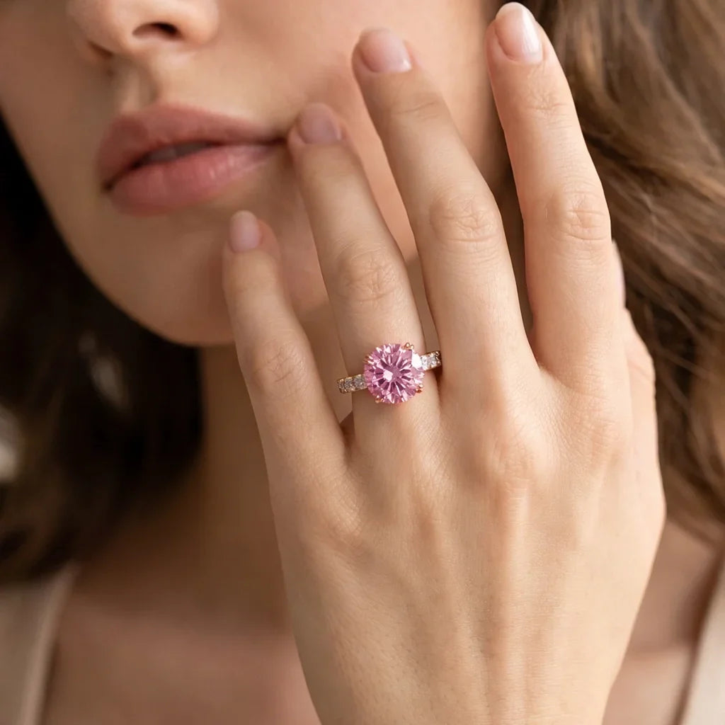 Victoria’s Brilliance | 3CT Round Pink Diamond Solitaire Engagement Ring