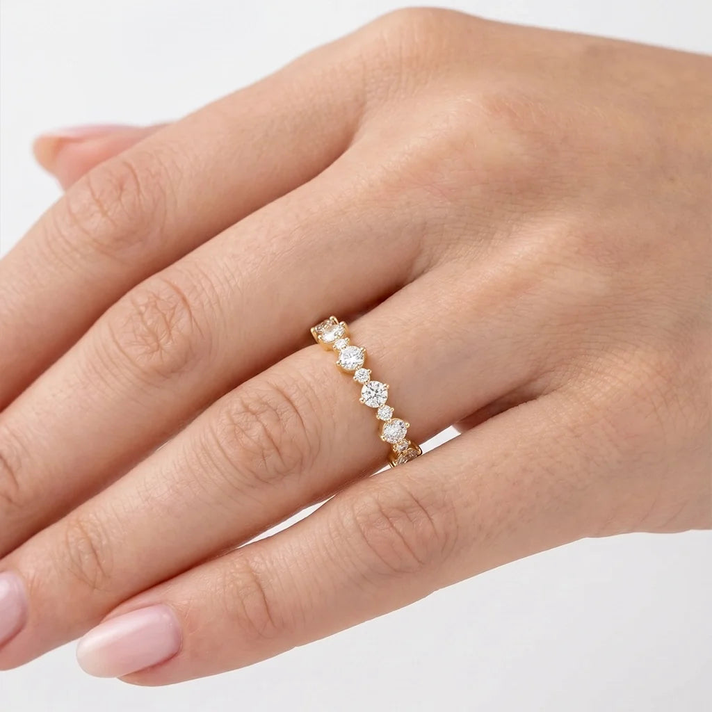 Dainty 0.1 CT Round Cut Full-eternity Band Ring
