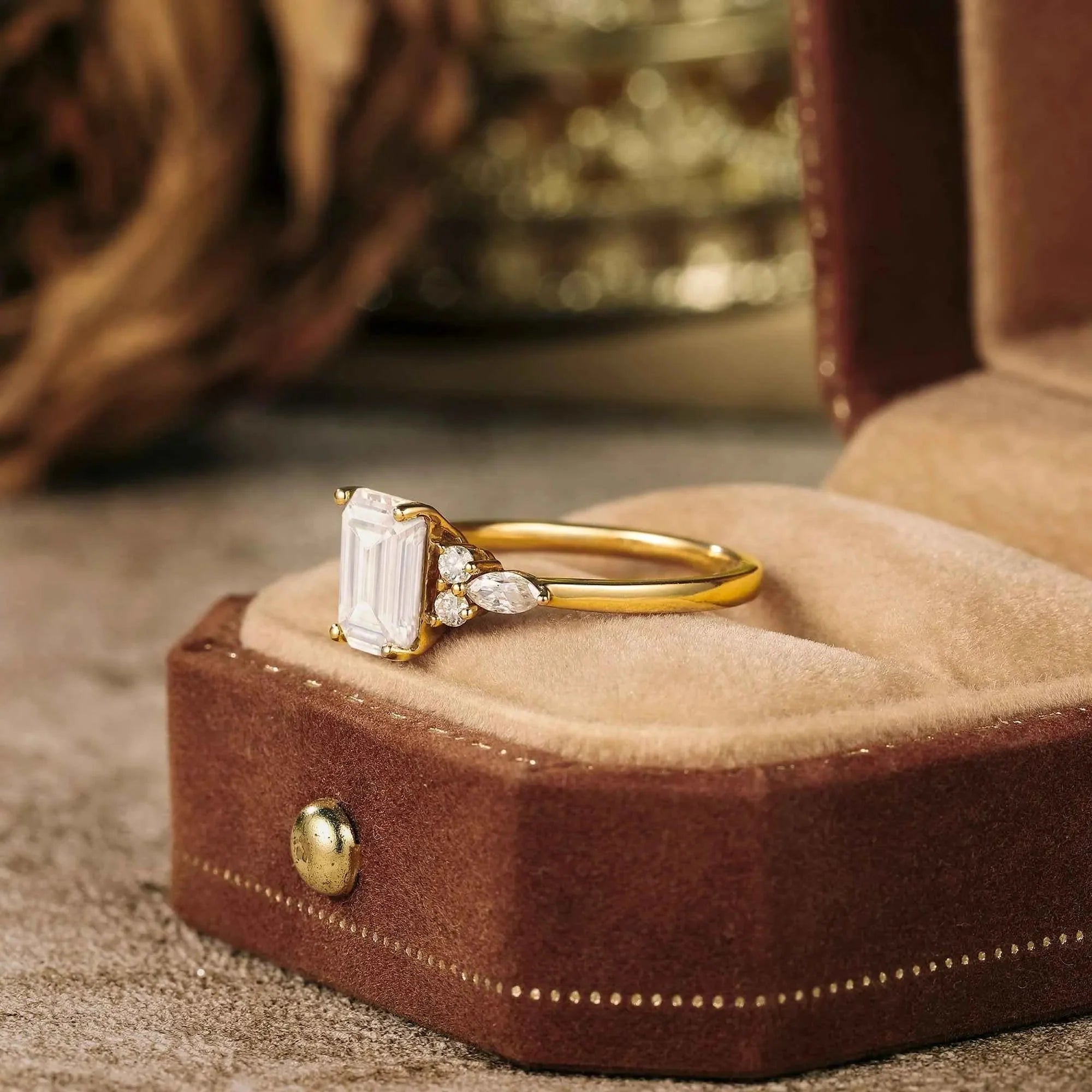 Simple and Versatile Emerald Cut Moissanite Ring - Nartya
