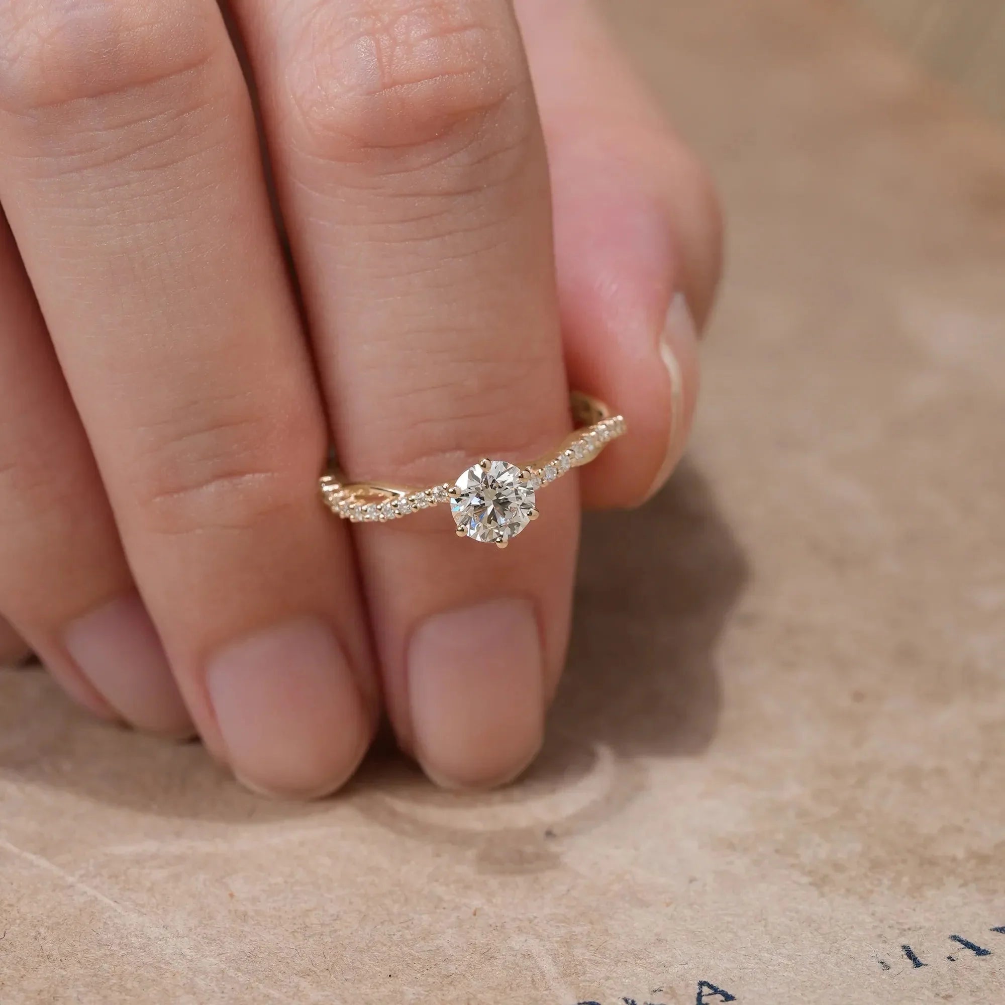 Twist Solitaire Lab Grown Moissanite Engagement Ring - Lena | Nartya