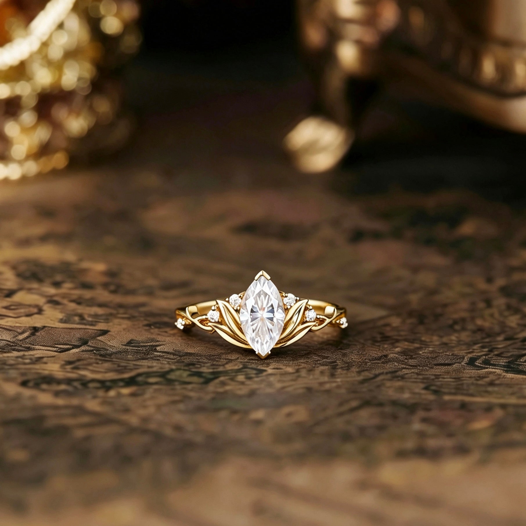 Floral Inspired | Lotus Design Moissanite Engagement Ring