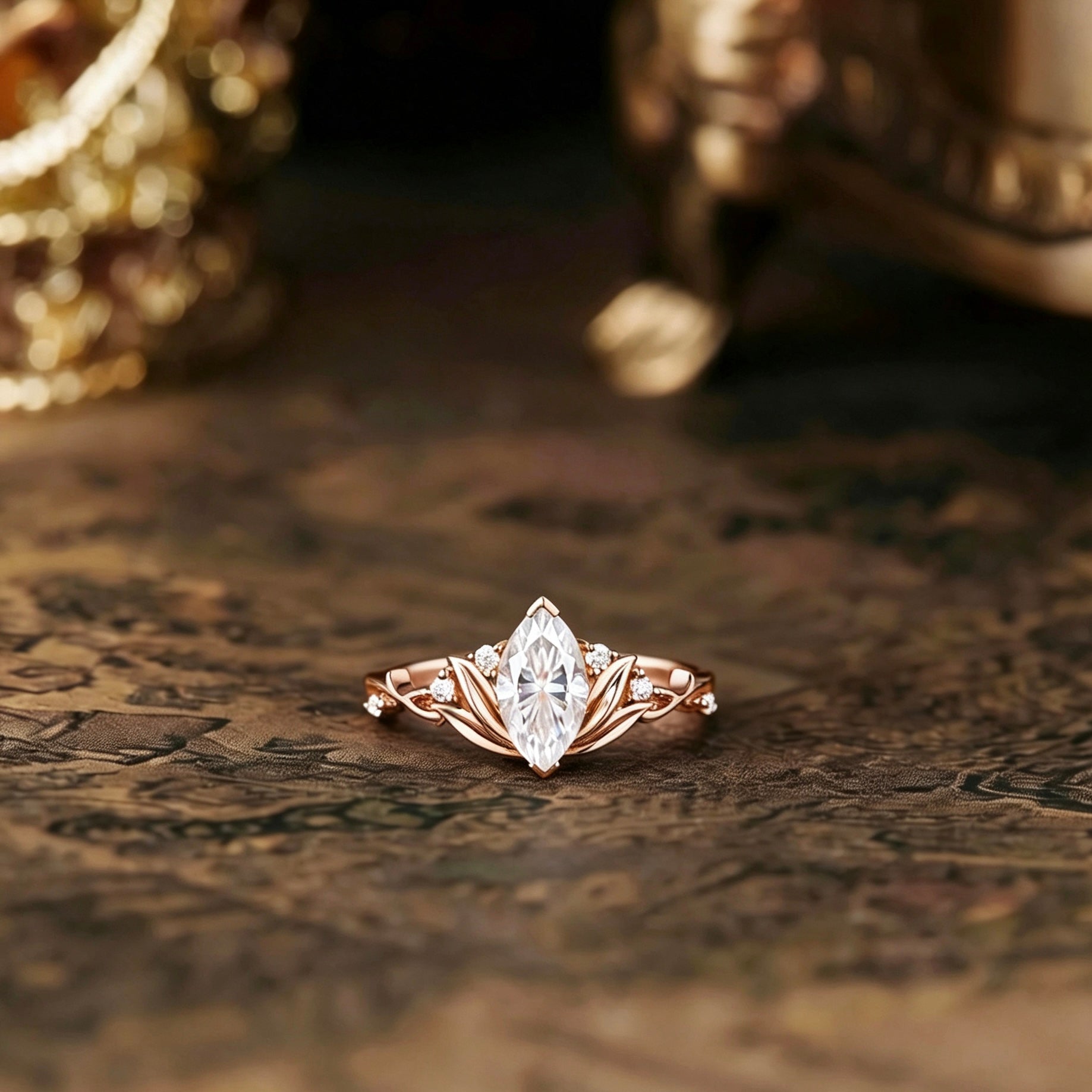 Floral Inspired | Lotus Design Moissanite Engagement Ring