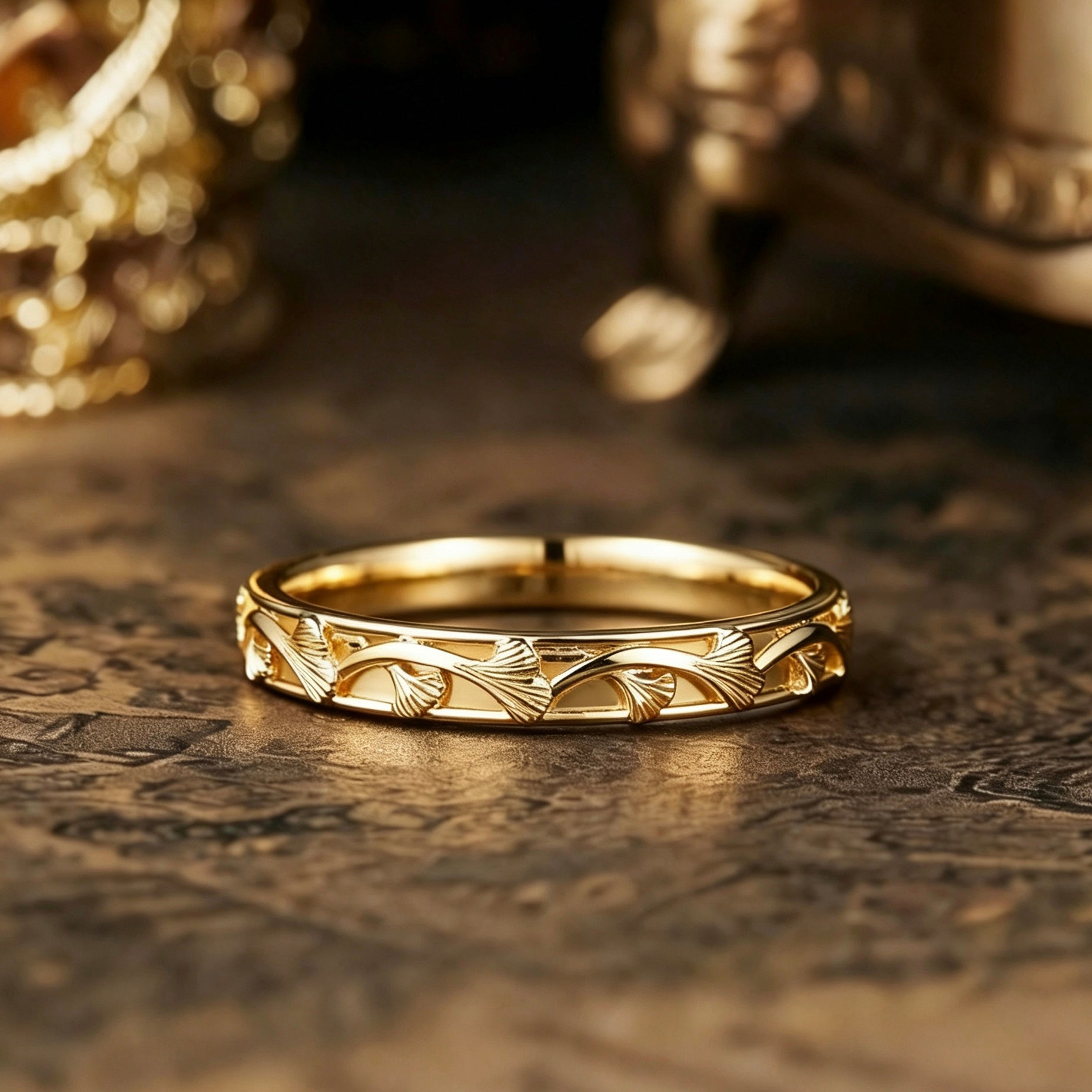 Leaf Inspired | Leaf and Berry Design Wedding Band